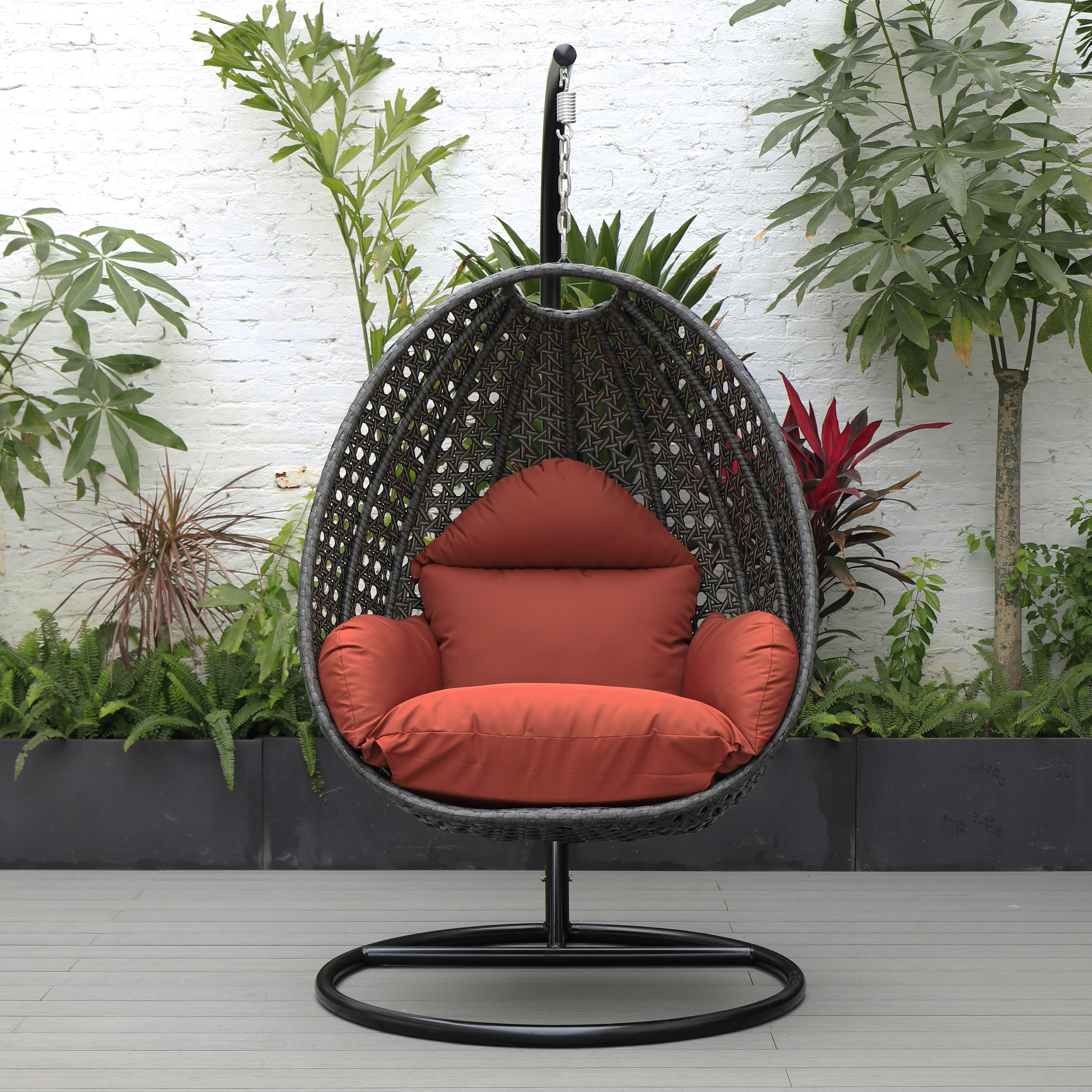 Charcoal Wicker Hanging Egg Swing Chair