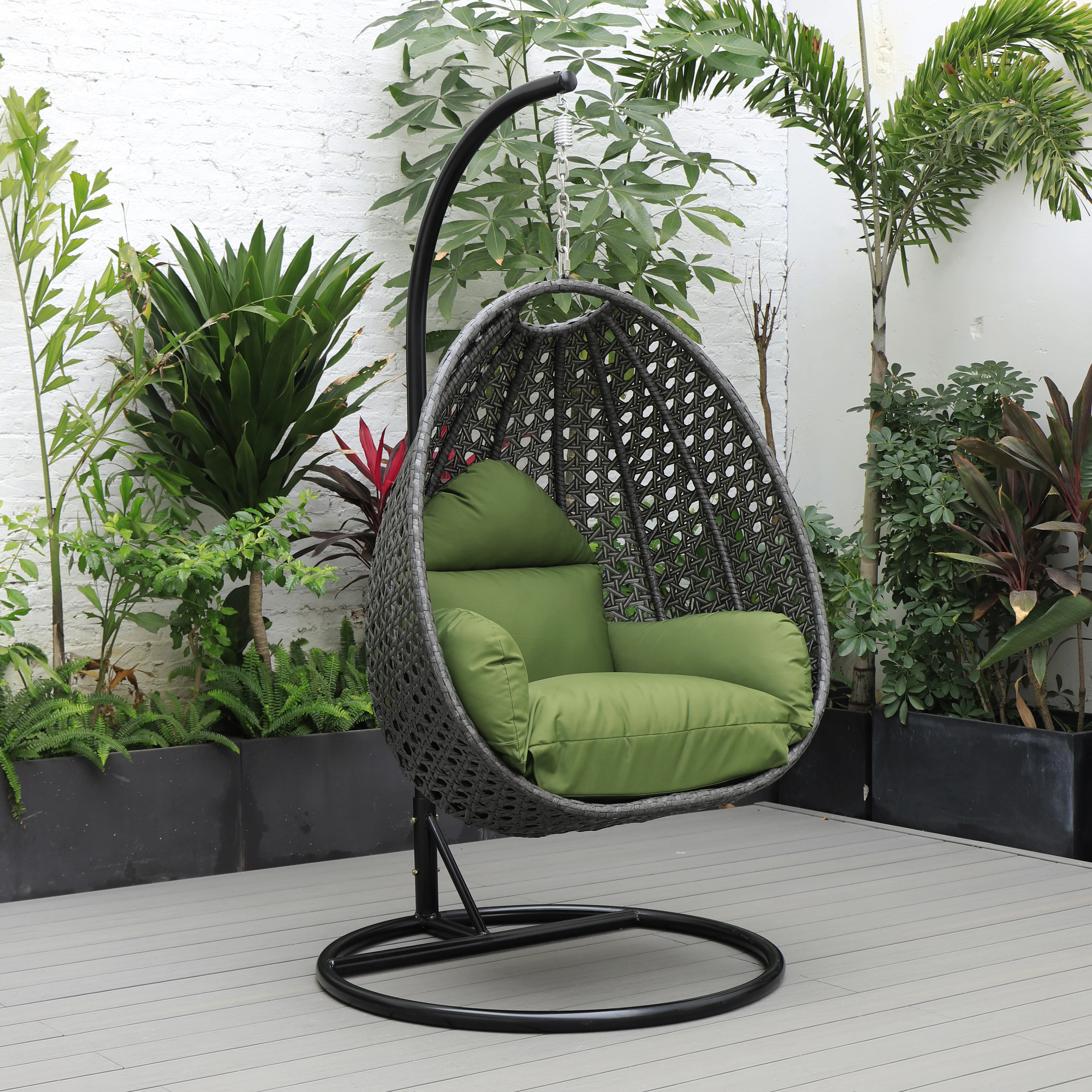 Charcoal Wicker Hanging Egg Swing Chair