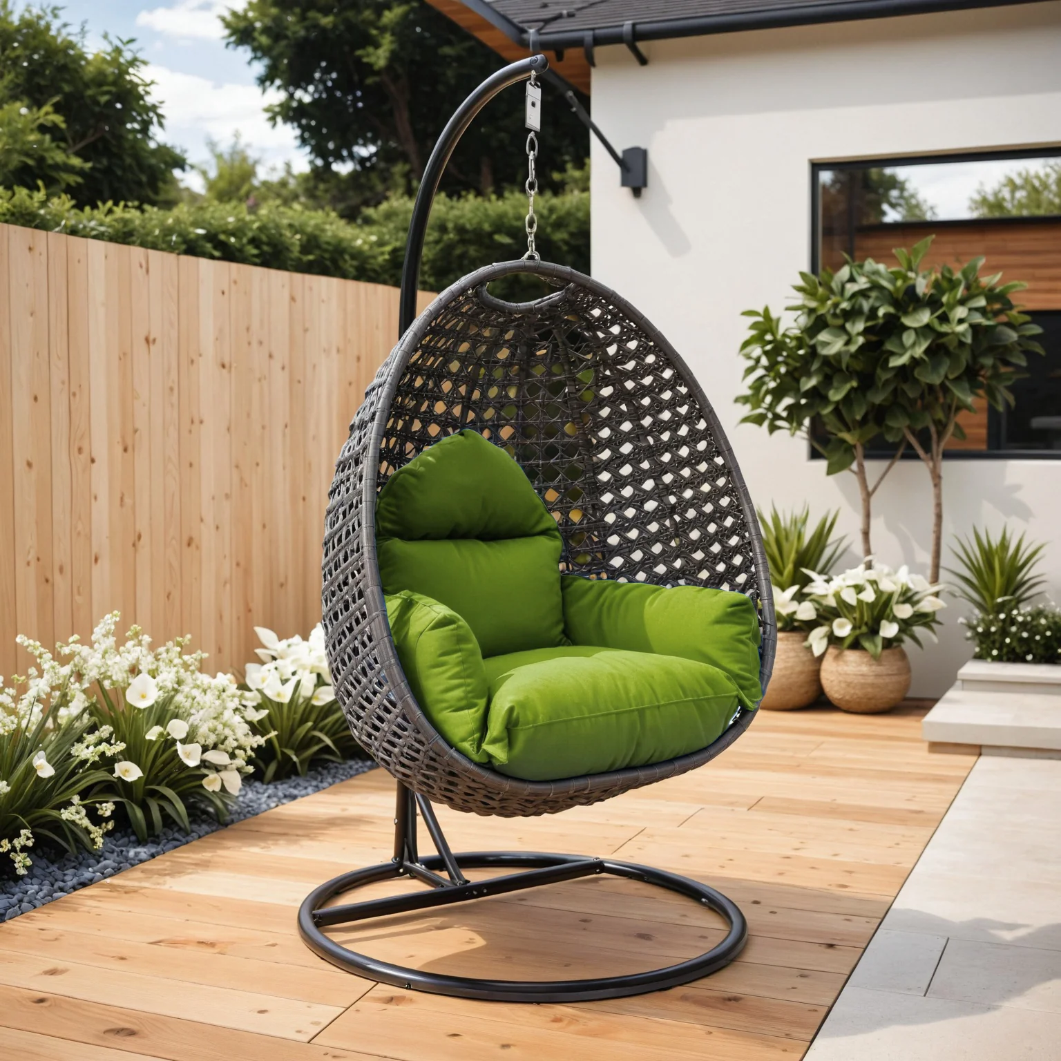 Charcoal Wicker Hanging Egg Swing Chair
