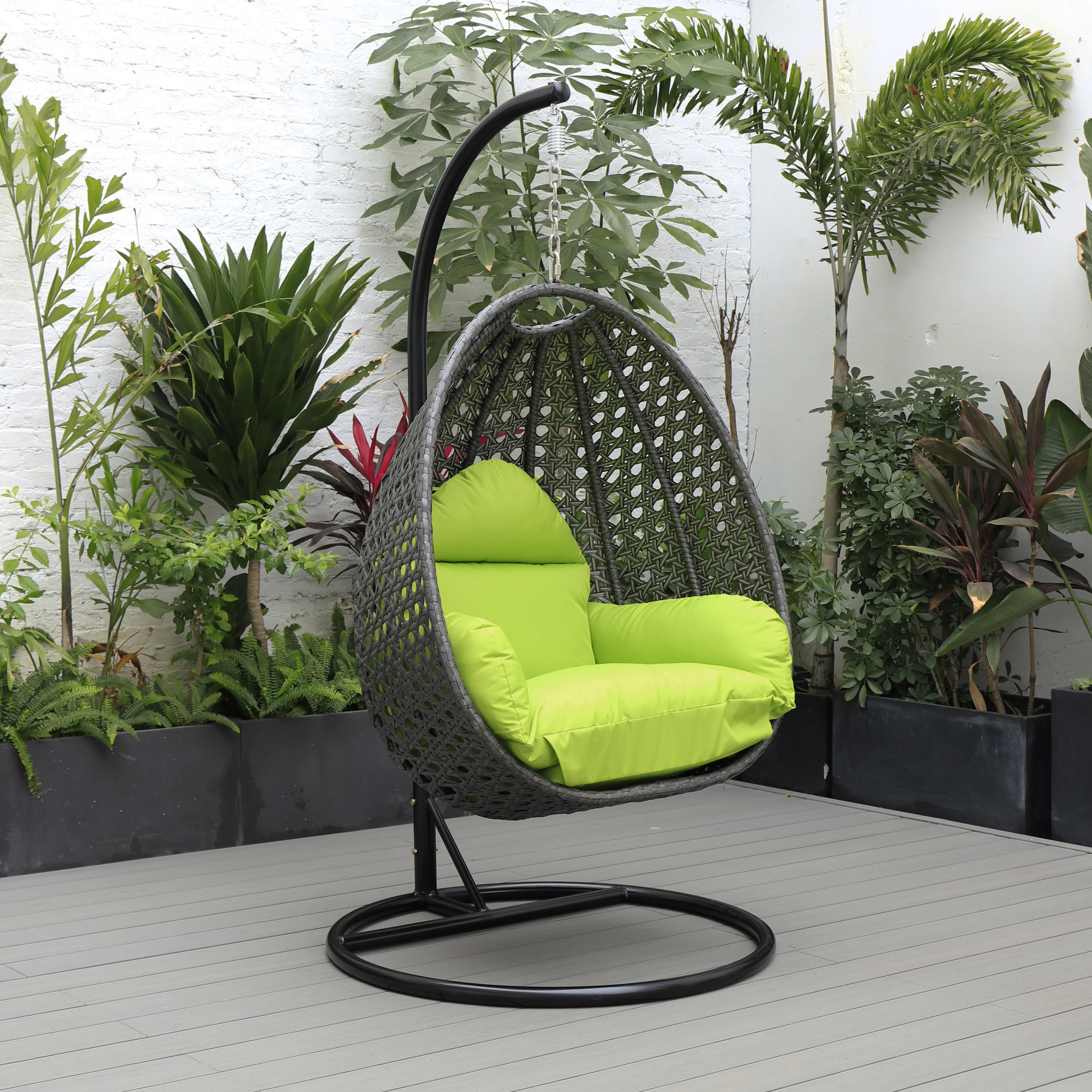 Charcoal Wicker Hanging Egg Swing Chair