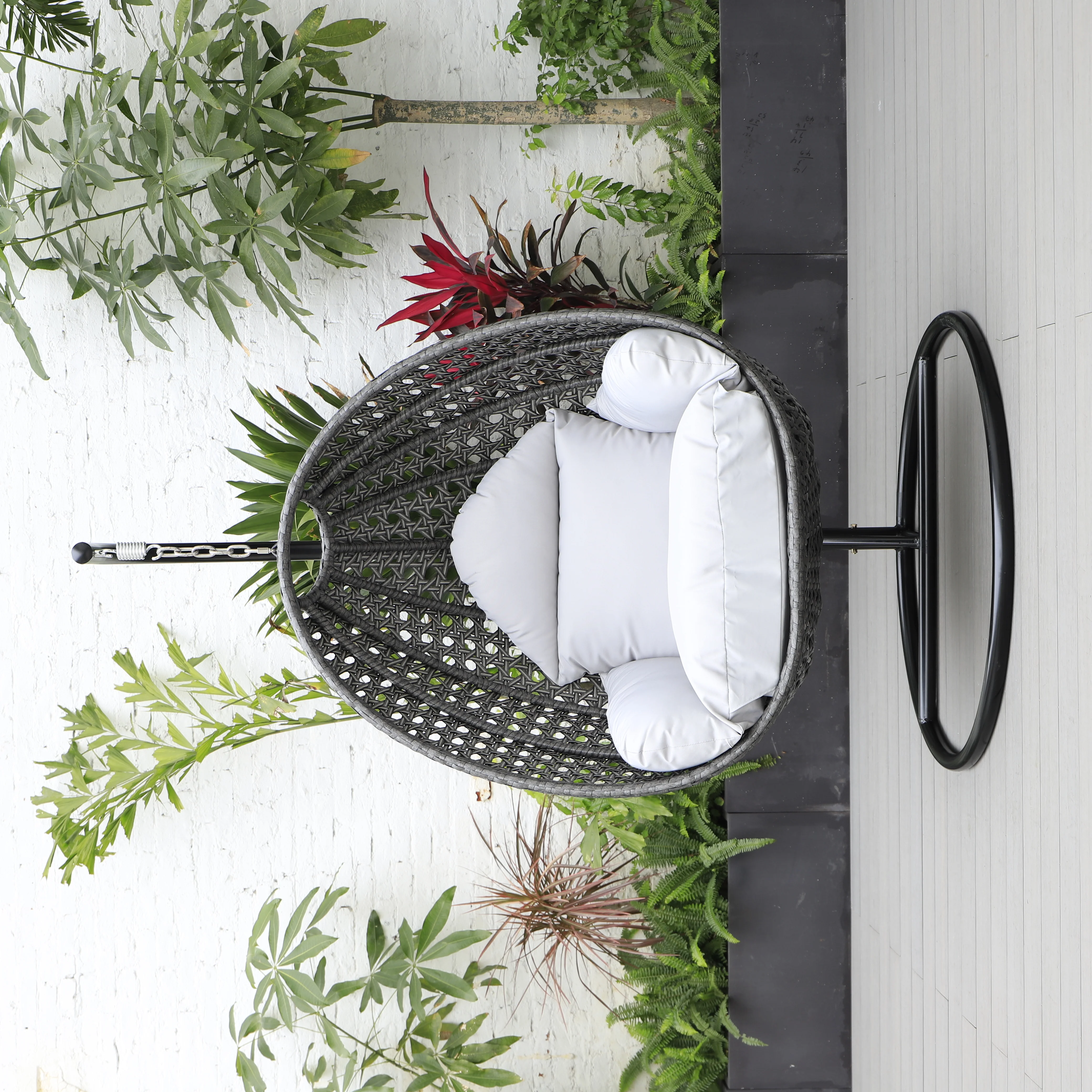 Charcoal Wicker Hanging Egg Swing Chair