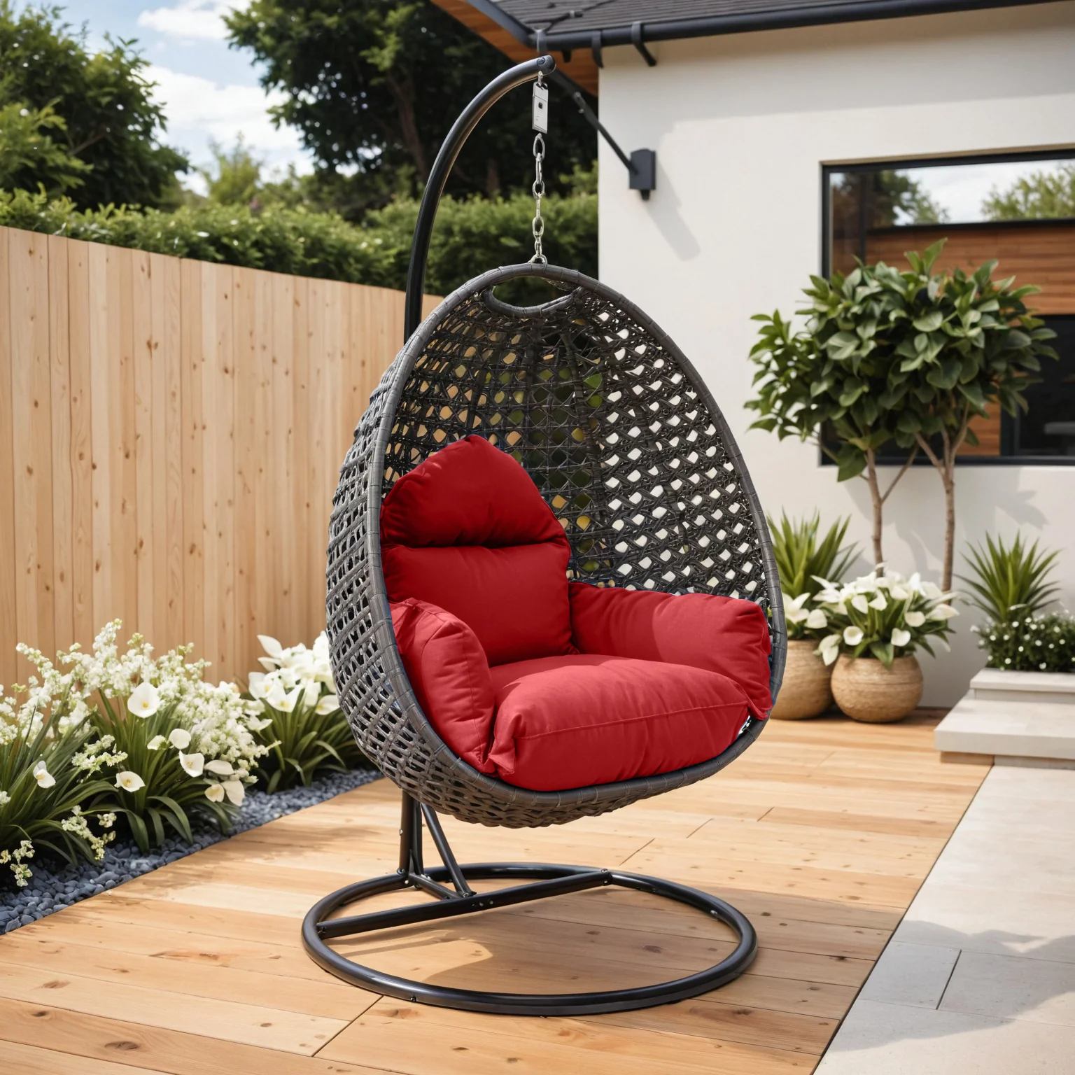 Charcoal Wicker Hanging Egg Swing Chair