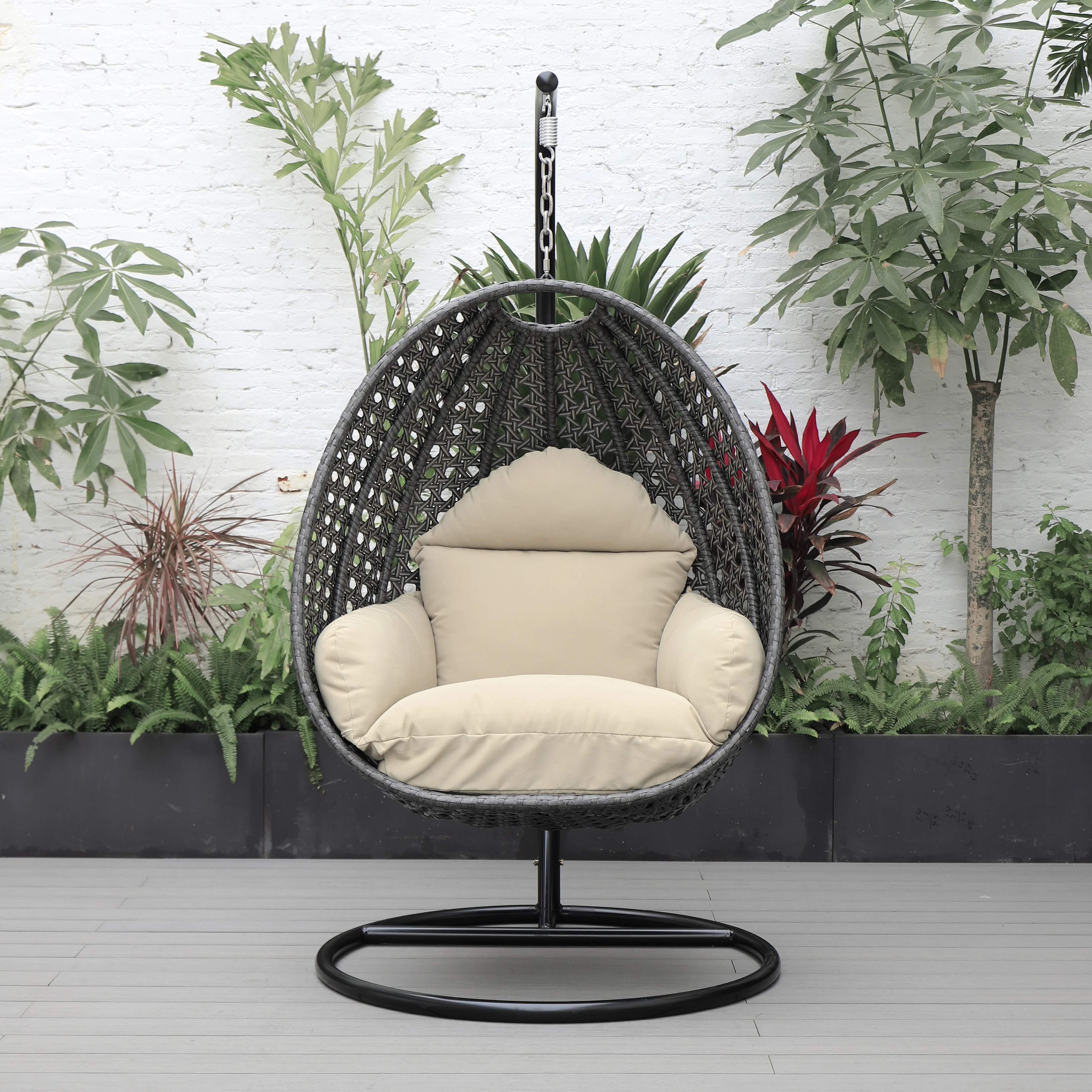 Charcoal Wicker Hanging Egg Swing Chair