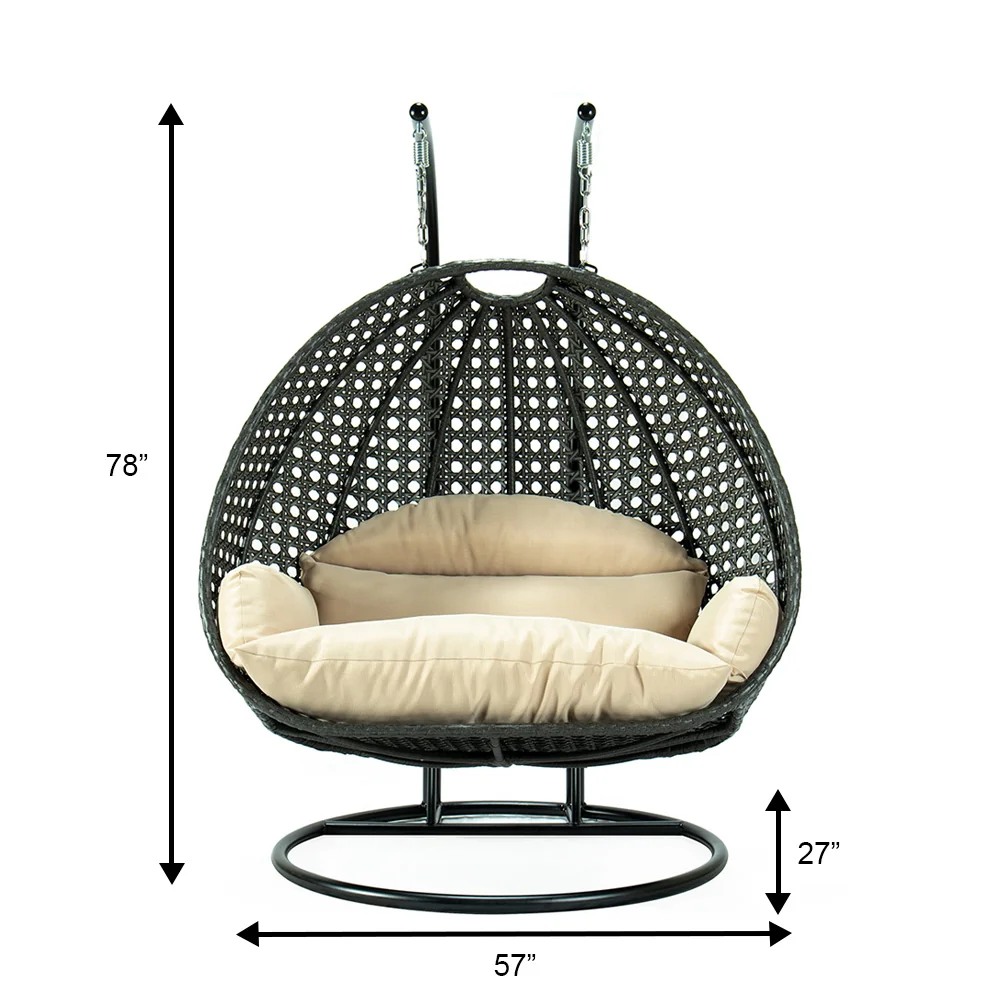 Charcoal Wicker Hanging 2 person Egg Swing Chair
