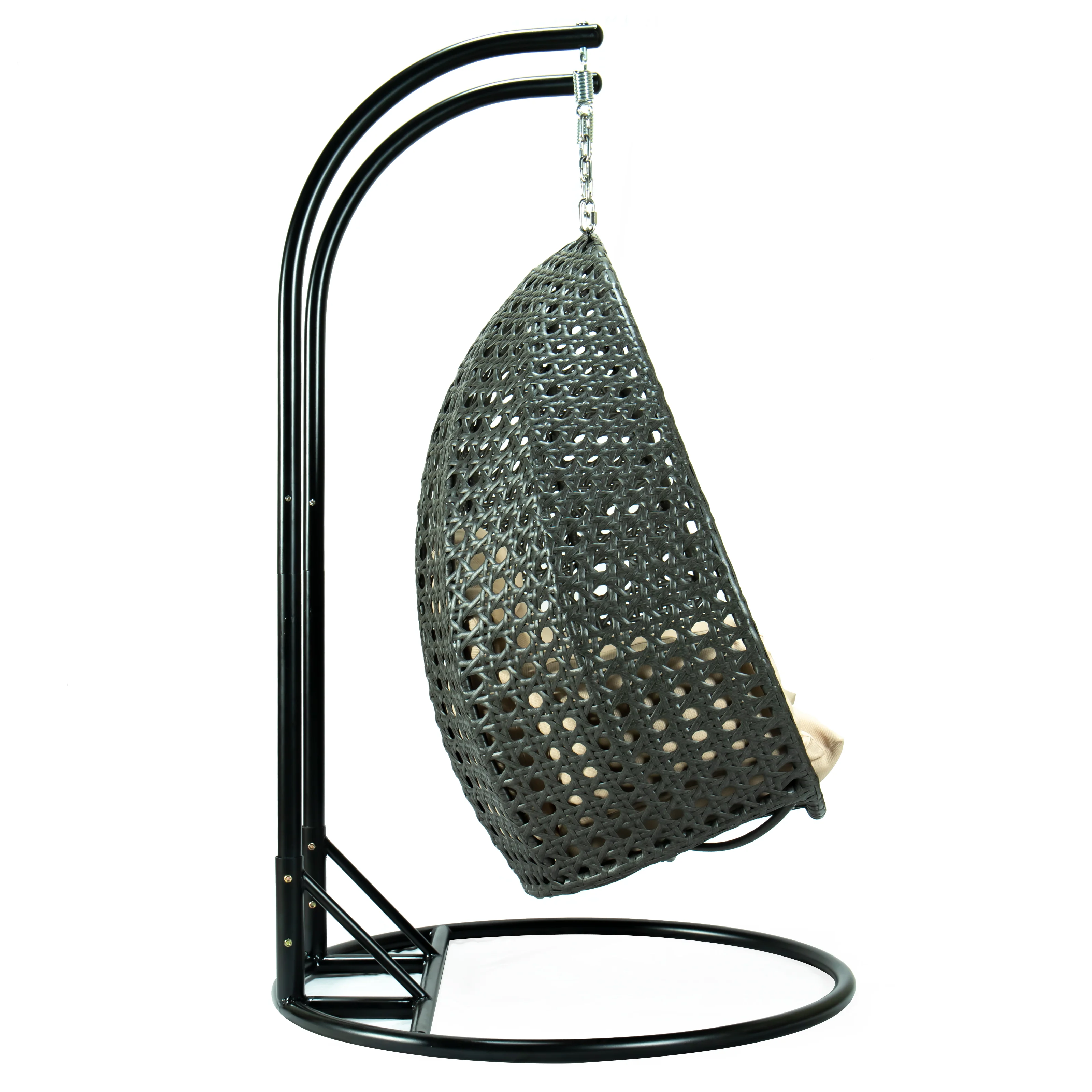 Charcoal Wicker Hanging 2 person Egg Swing Chair