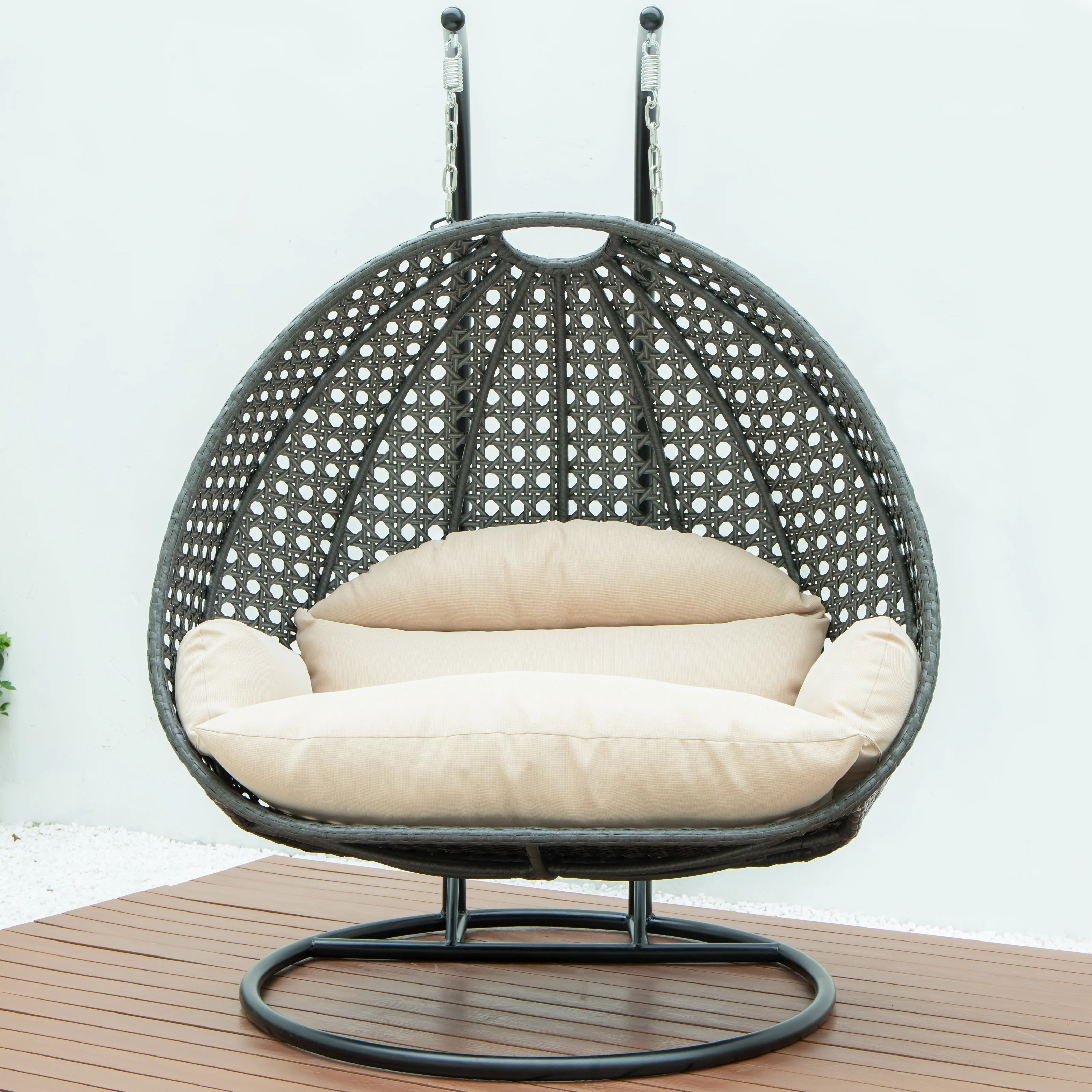 Charcoal Wicker Hanging 2 person Egg Swing Chair