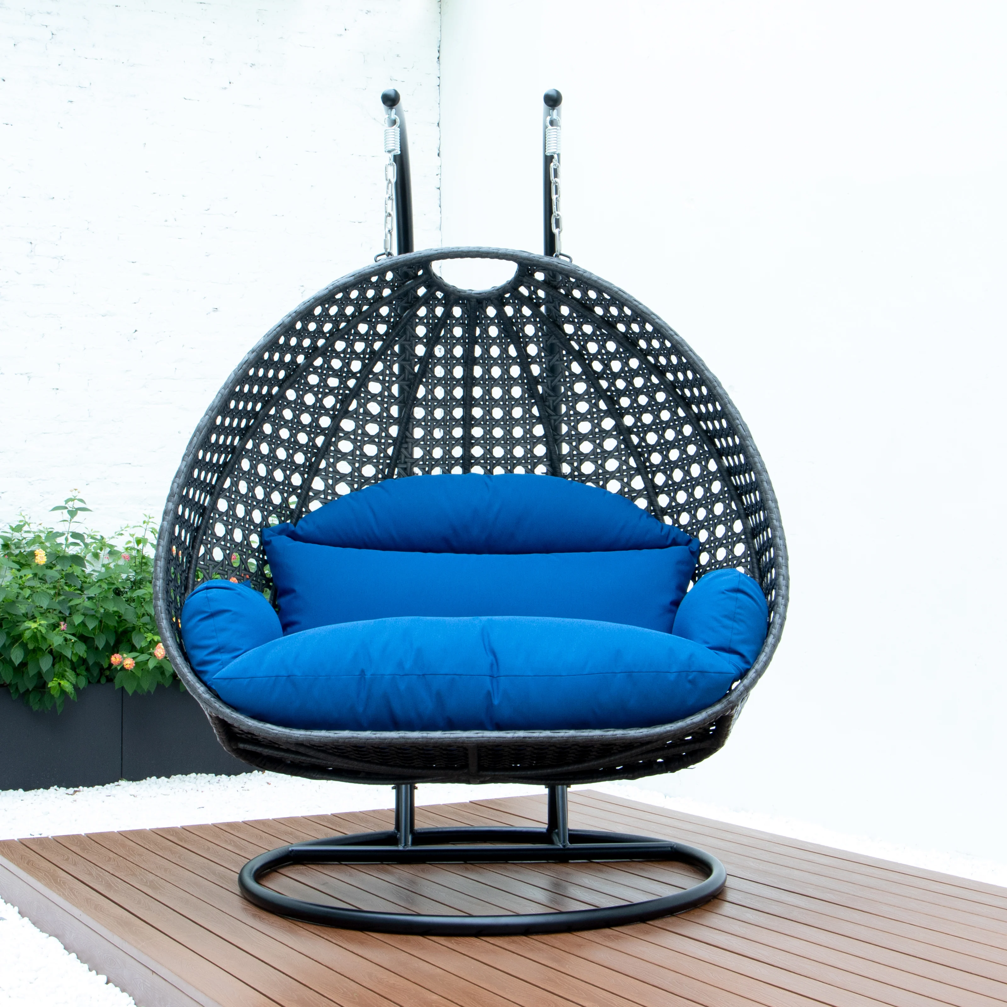 Charcoal Wicker Hanging 2 person Egg Swing Chair
