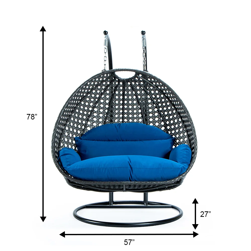 Charcoal Wicker Hanging 2 person Egg Swing Chair