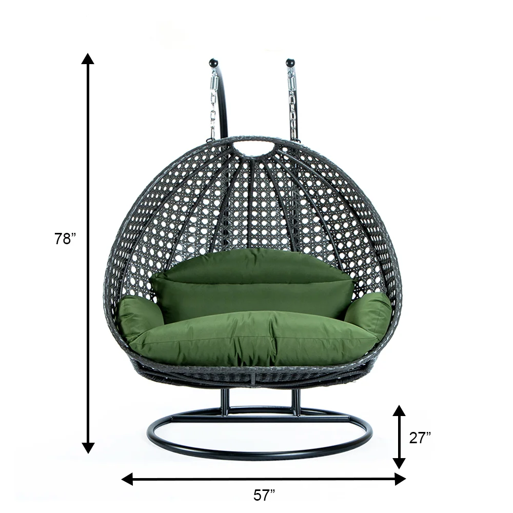 Charcoal Wicker Hanging 2 person Egg Swing Chair