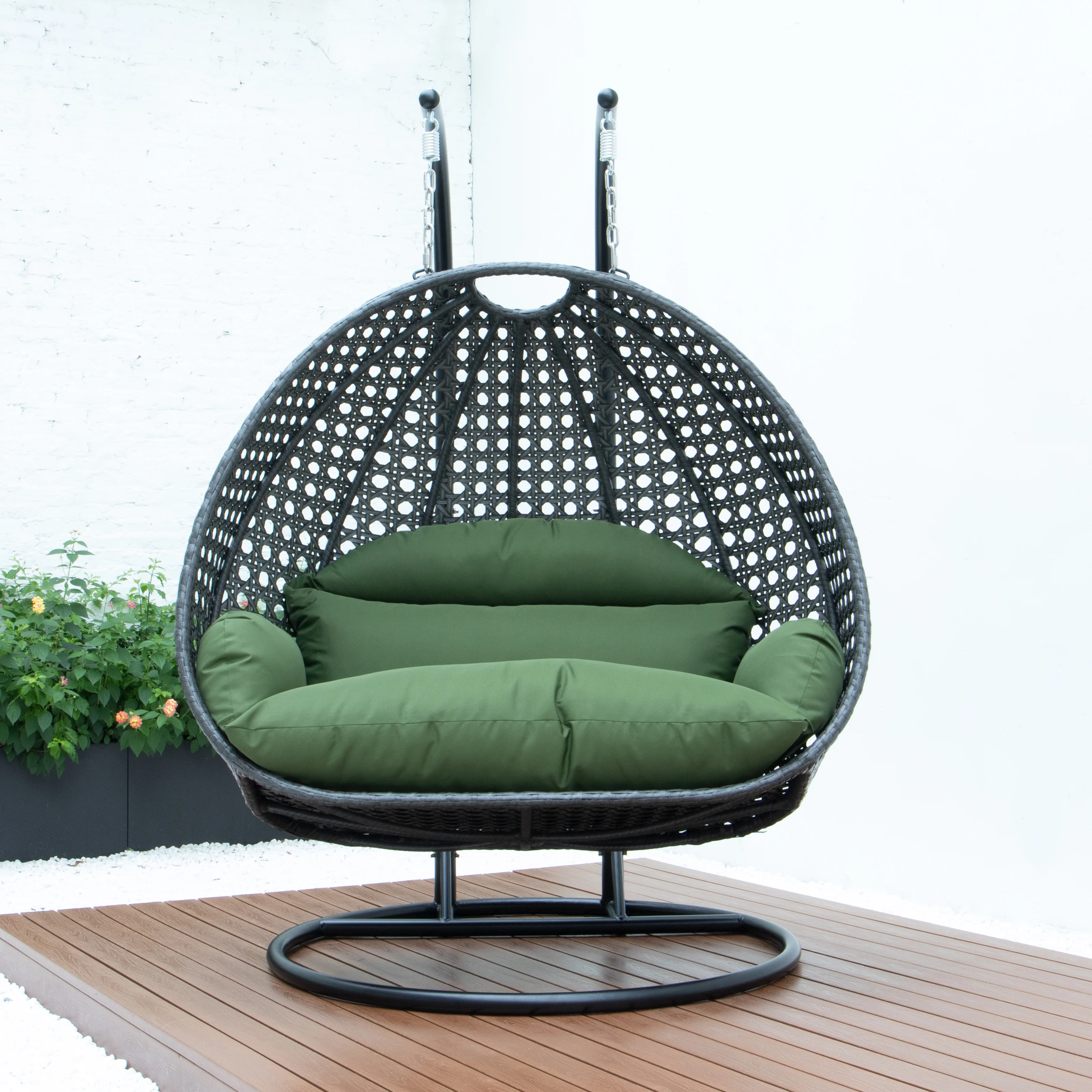 Charcoal Wicker Hanging 2 person Egg Swing Chair