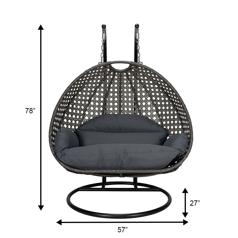 Charcoal Wicker Hanging 2 person Egg Swing Chair