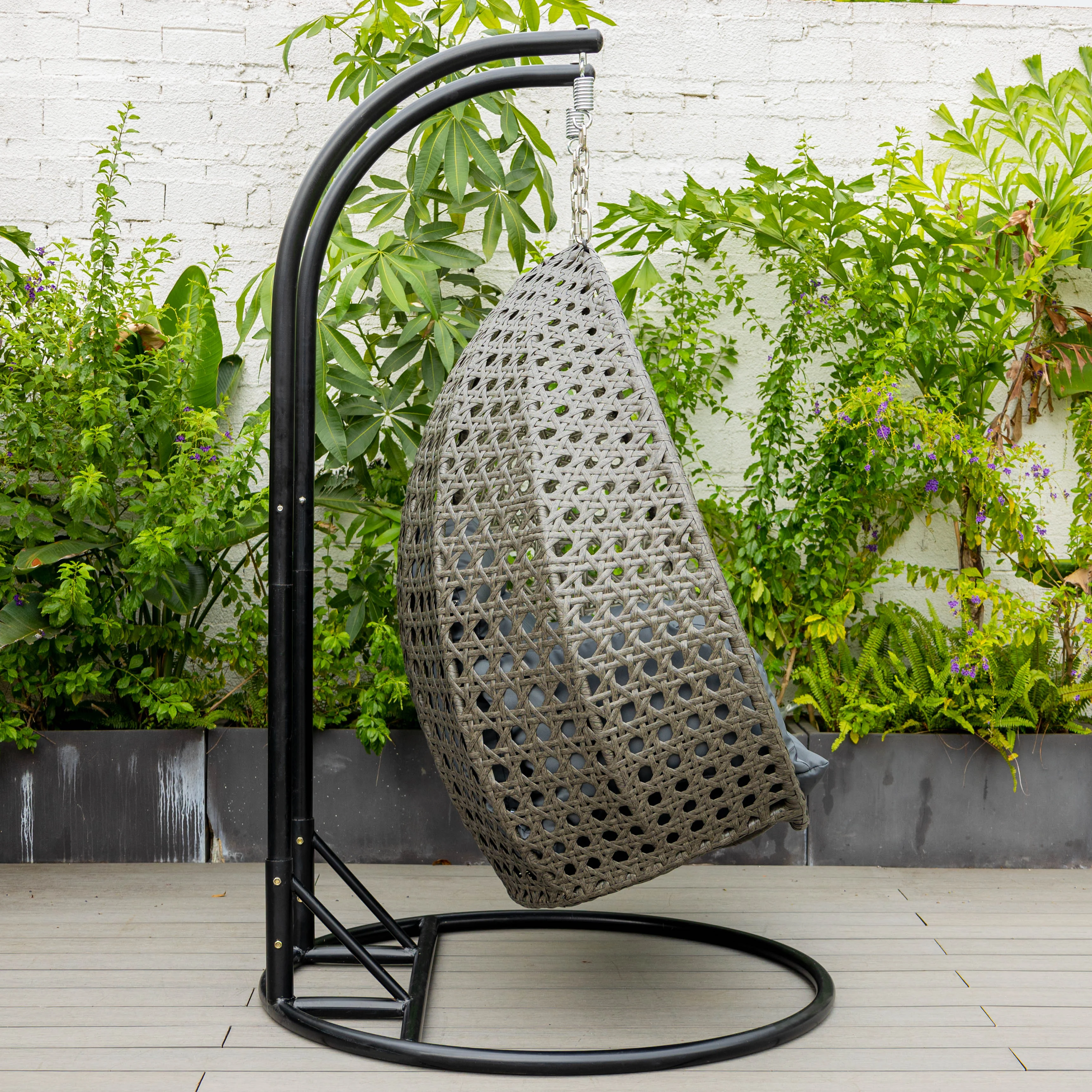 Charcoal Wicker Hanging 2 person Egg Swing Chair
