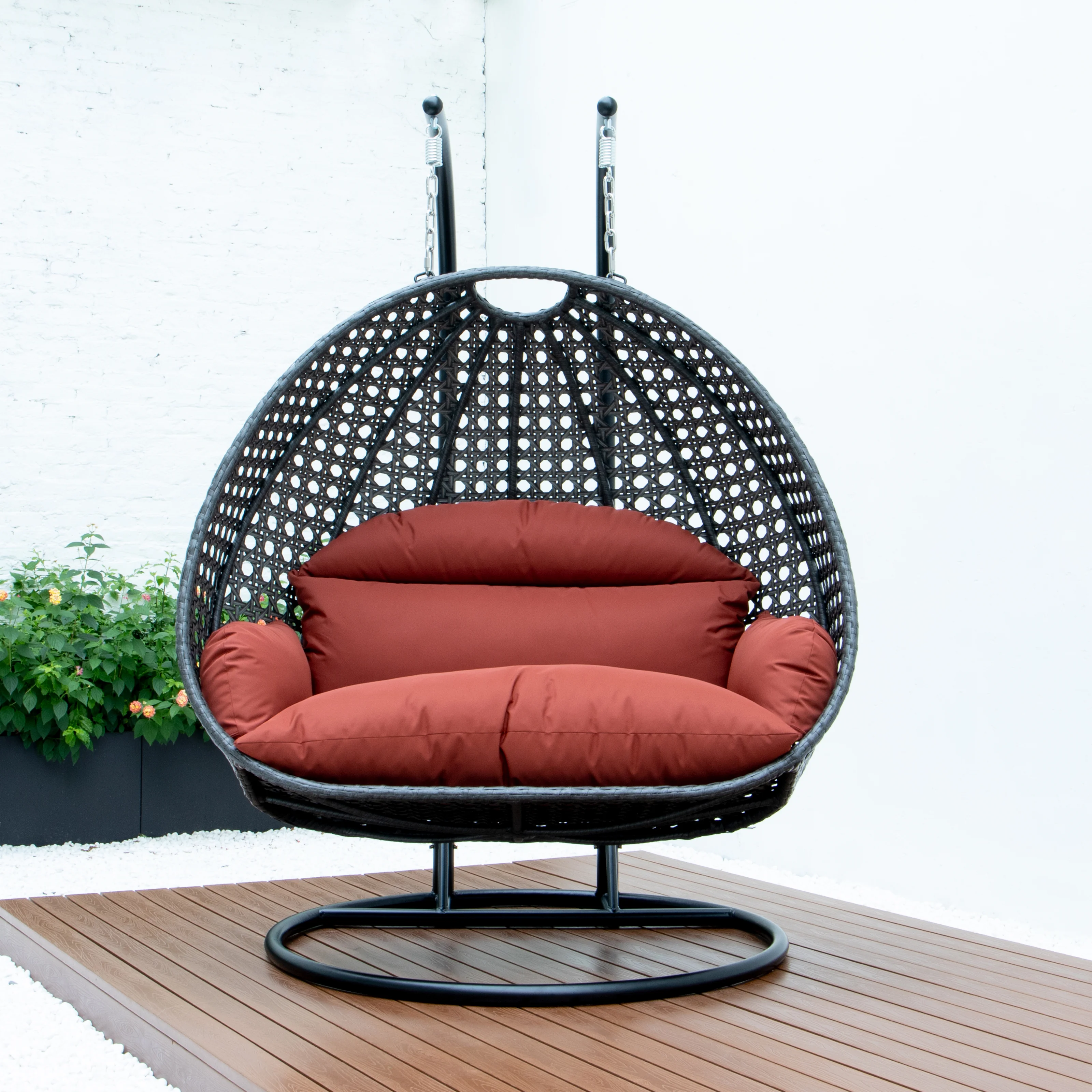 Charcoal Wicker Hanging 2 person Egg Swing Chair