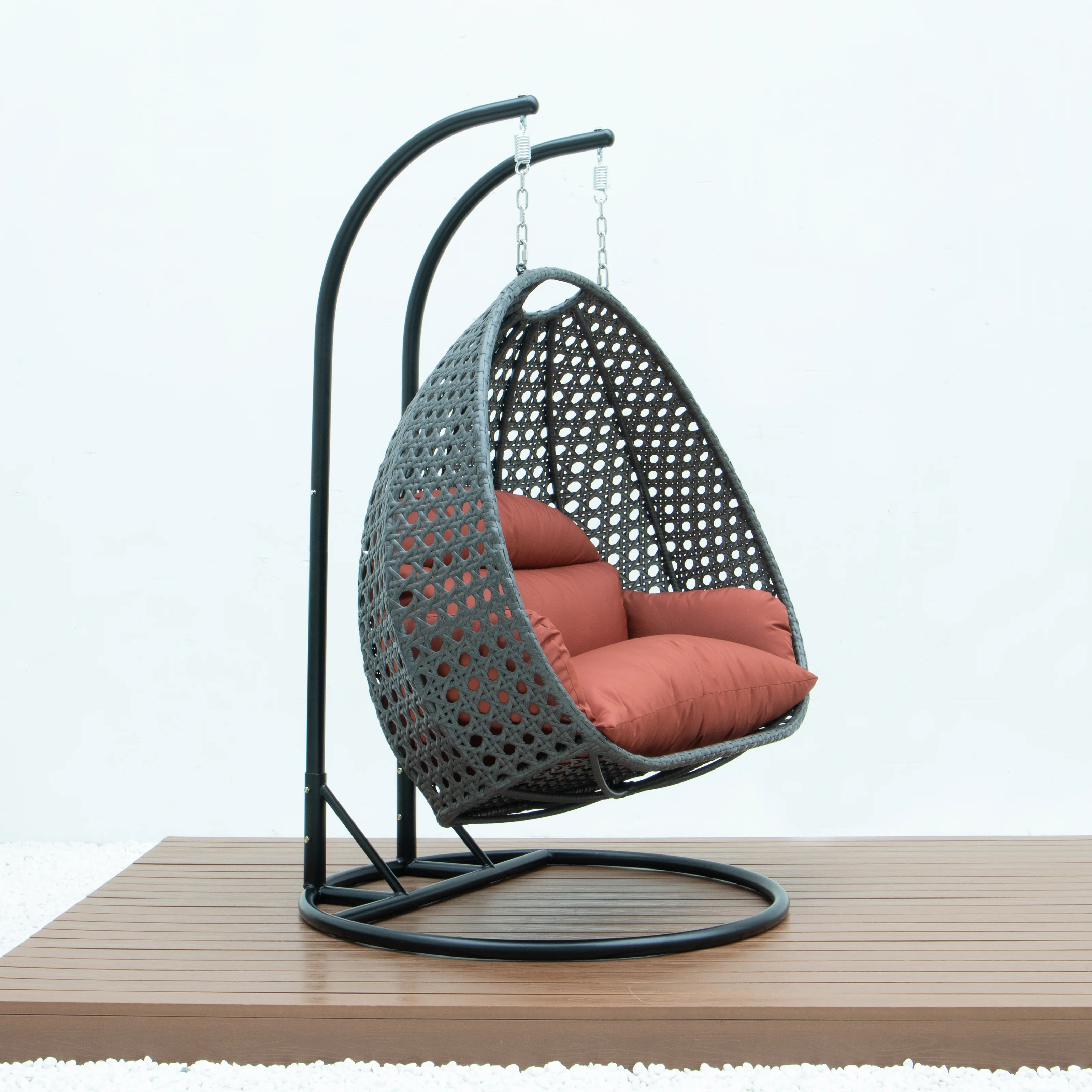 Charcoal Wicker Hanging 2 person Egg Swing Chair