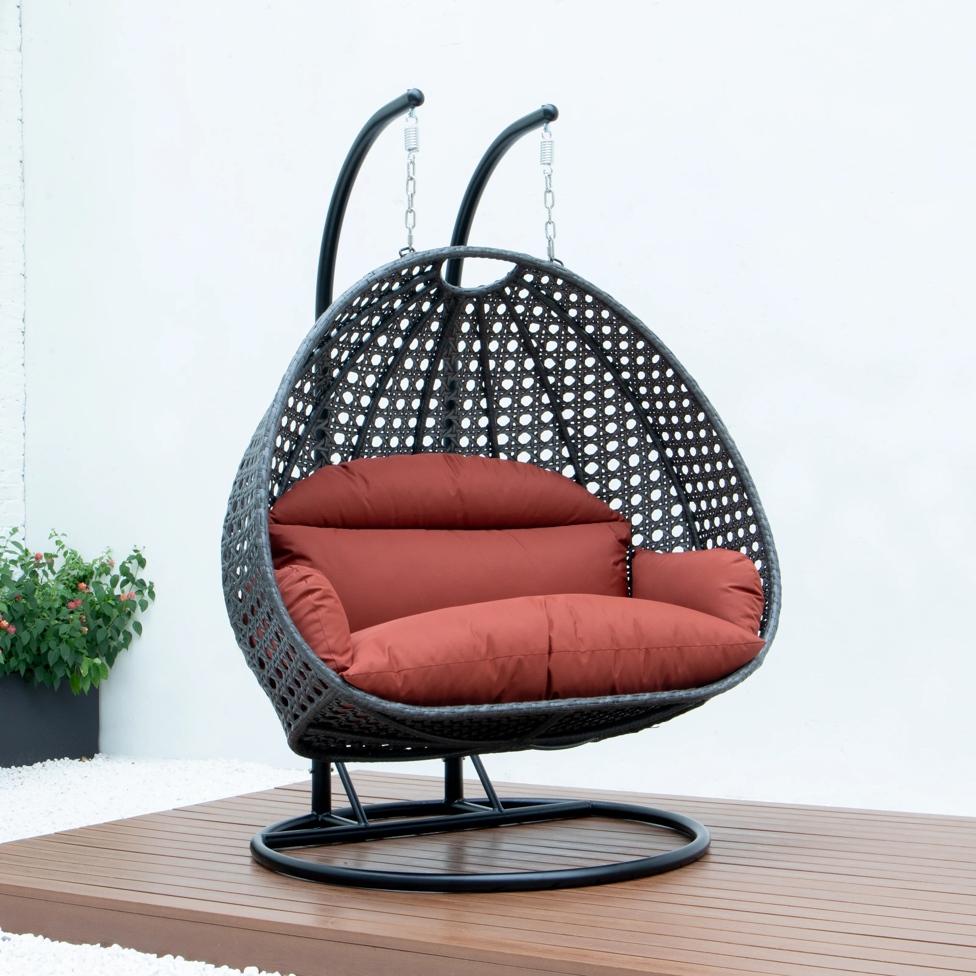 Charcoal Wicker Hanging 2 person Egg Swing Chair