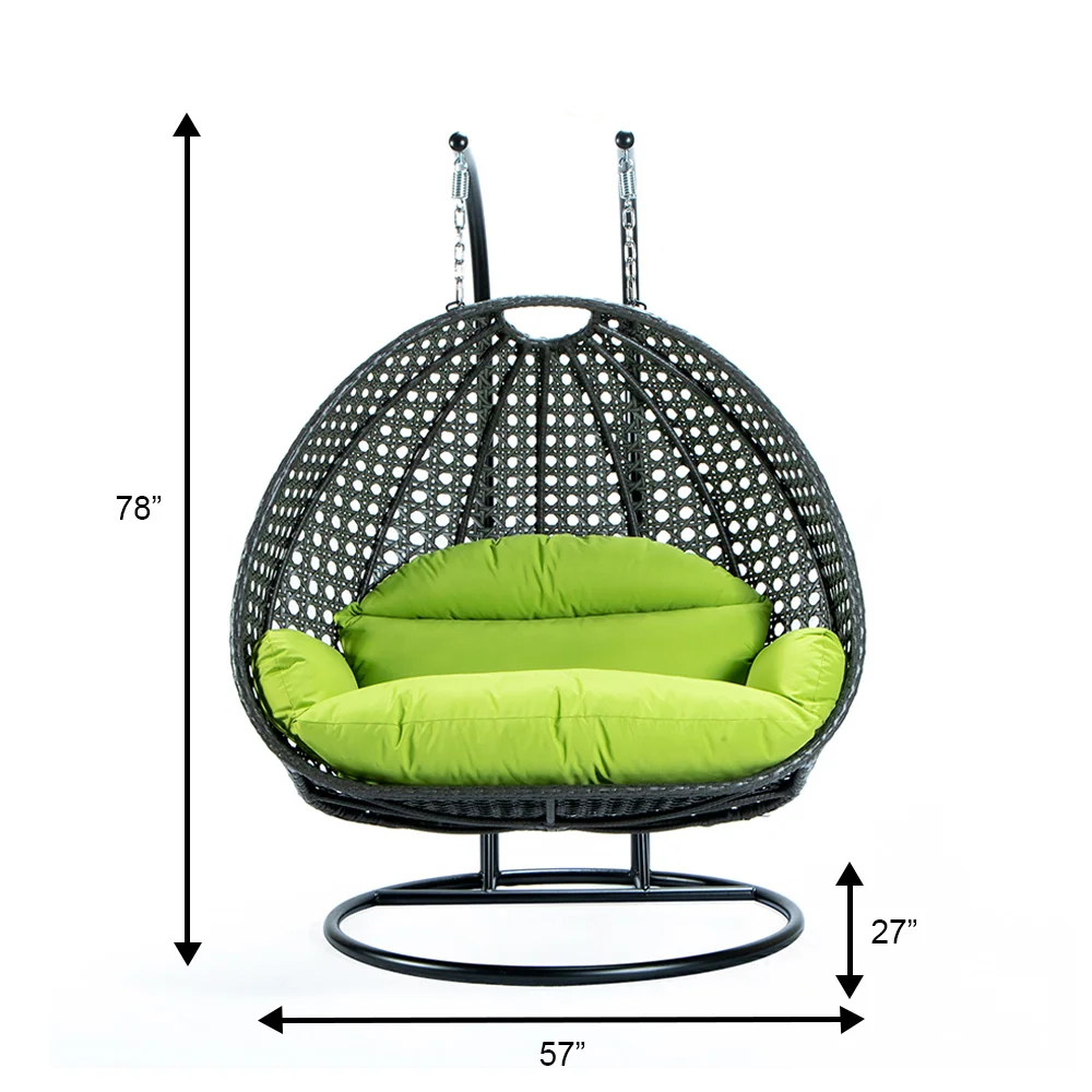 Charcoal Wicker Hanging 2 person Egg Swing Chair
