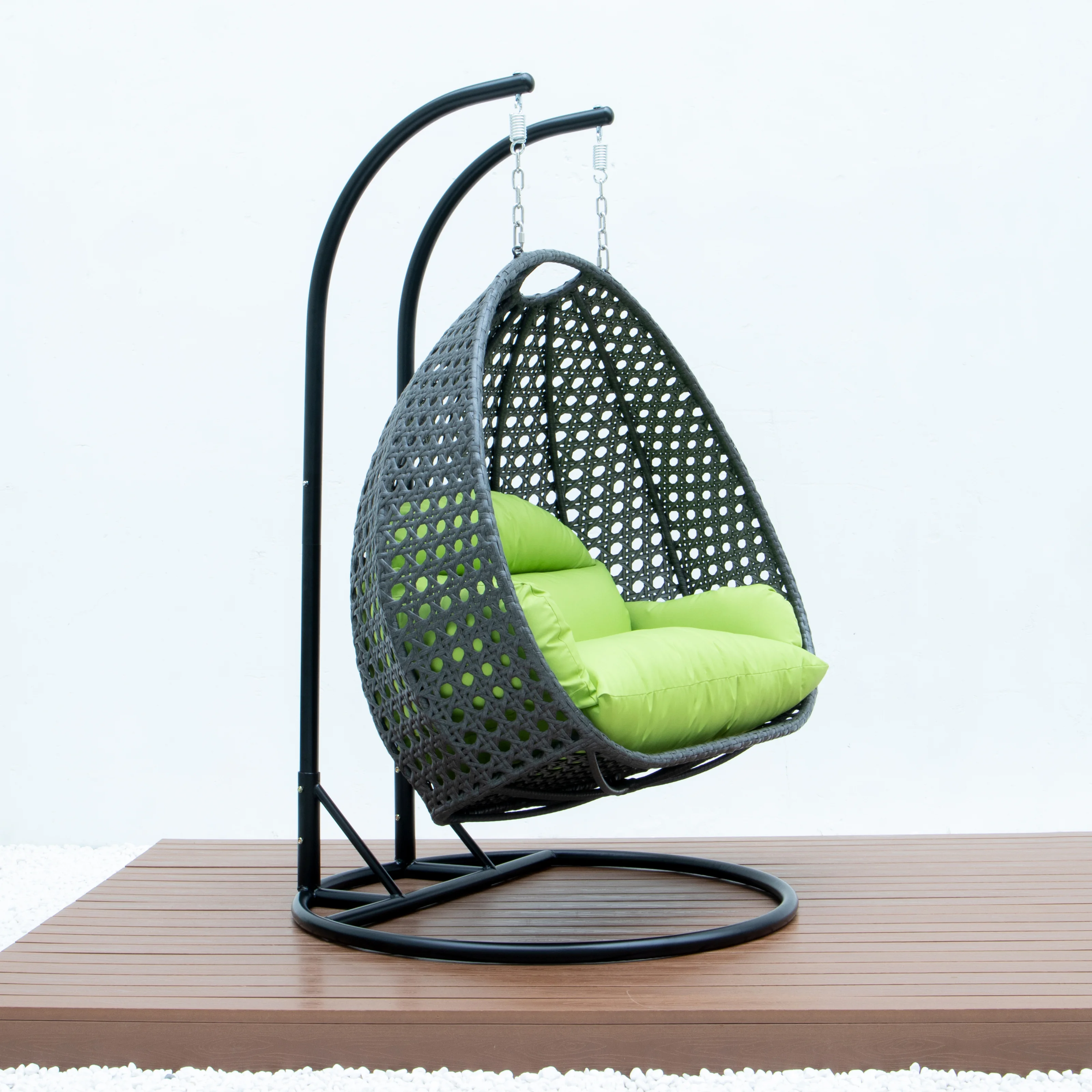Charcoal Wicker Hanging 2 person Egg Swing Chair