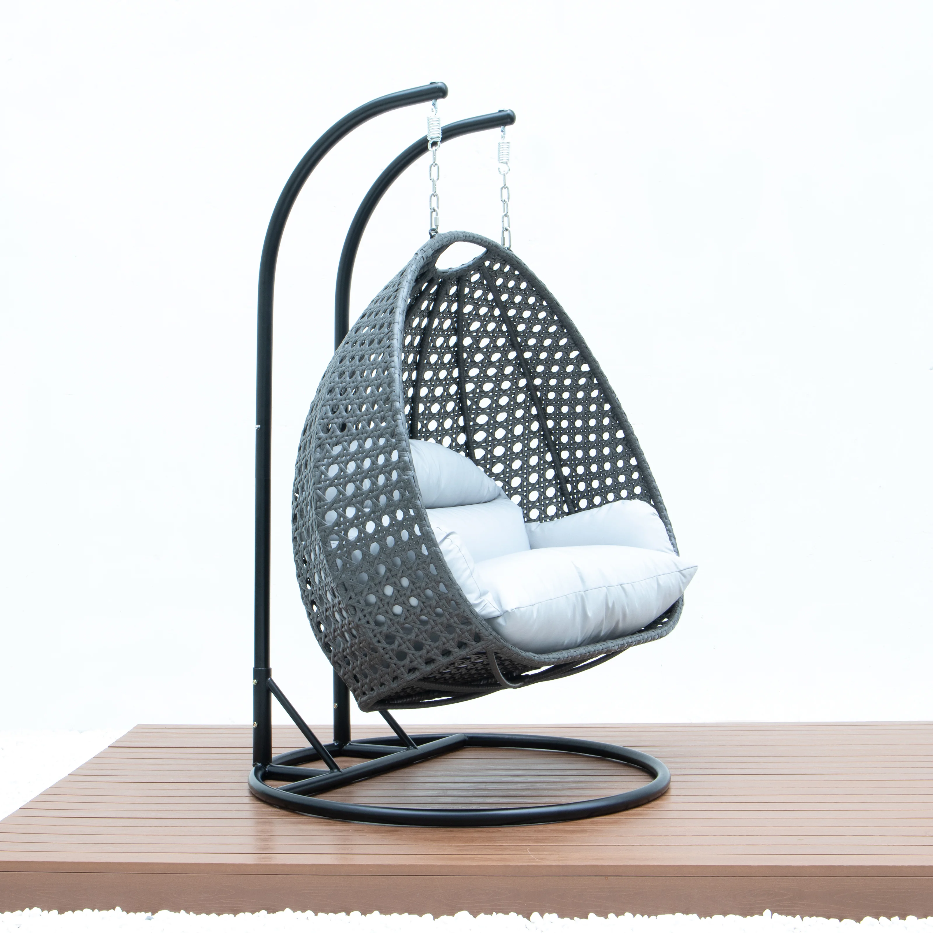 Charcoal Wicker Hanging 2 person Egg Swing Chair