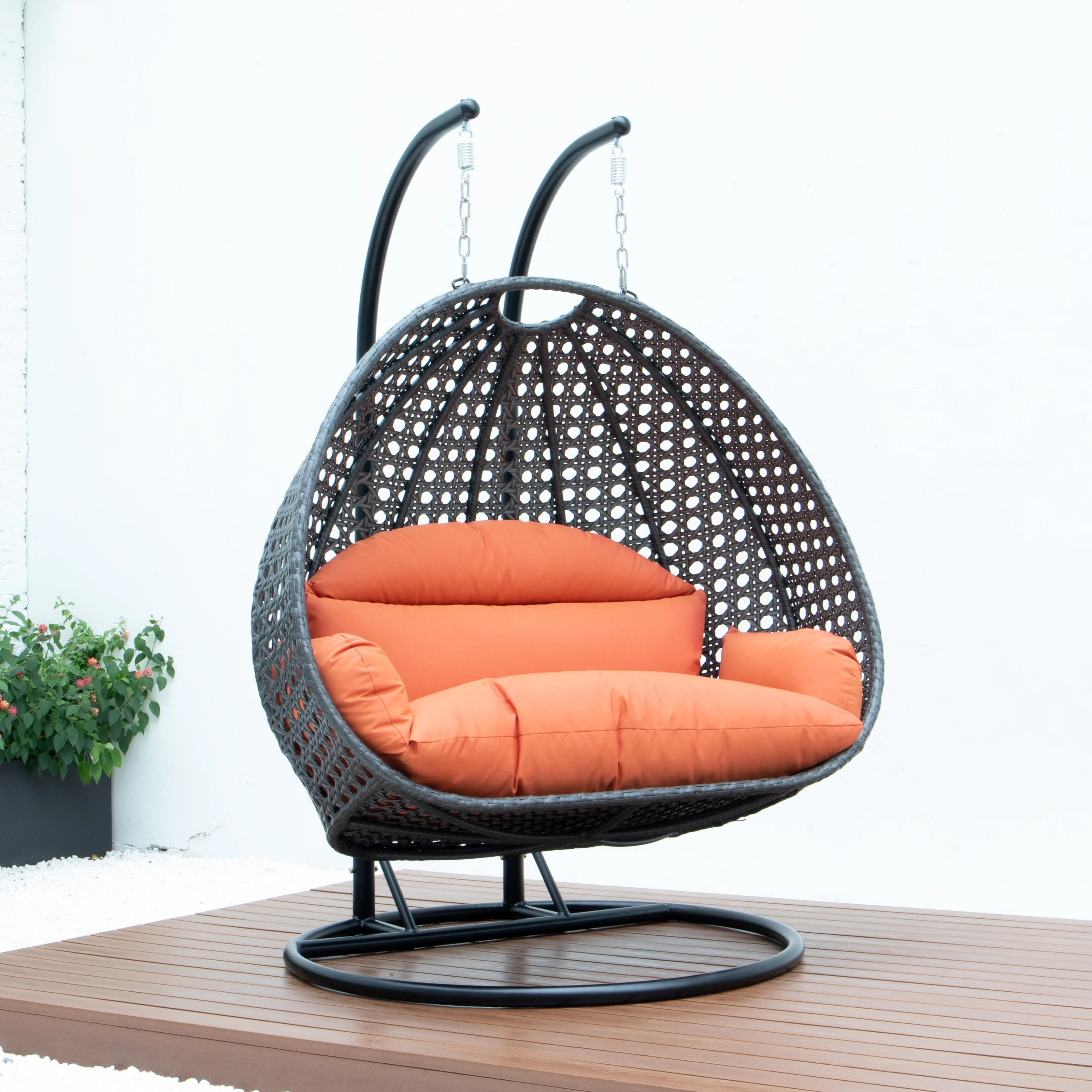 Charcoal Wicker Hanging 2 person Egg Swing Chair