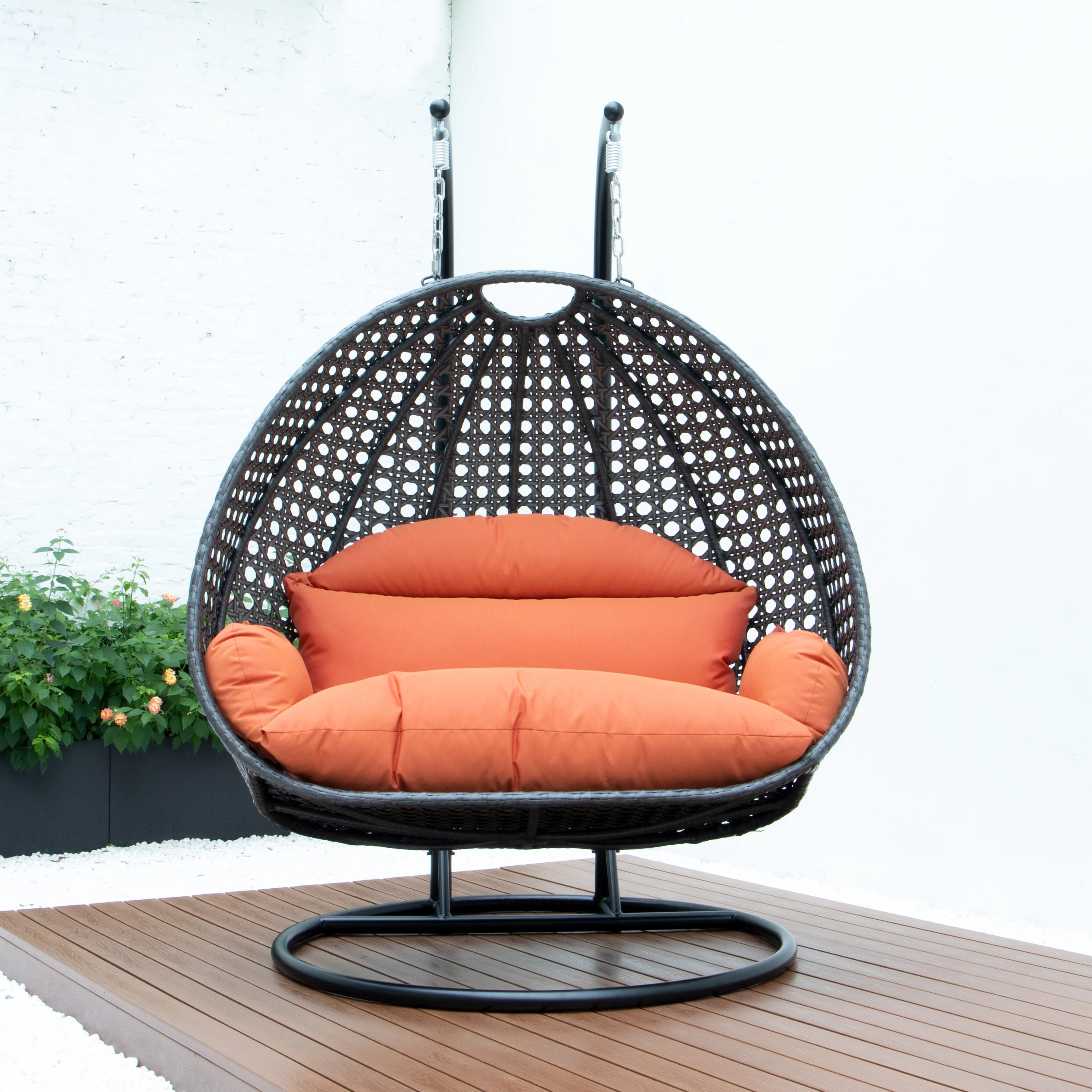Charcoal Wicker Hanging 2 person Egg Swing Chair