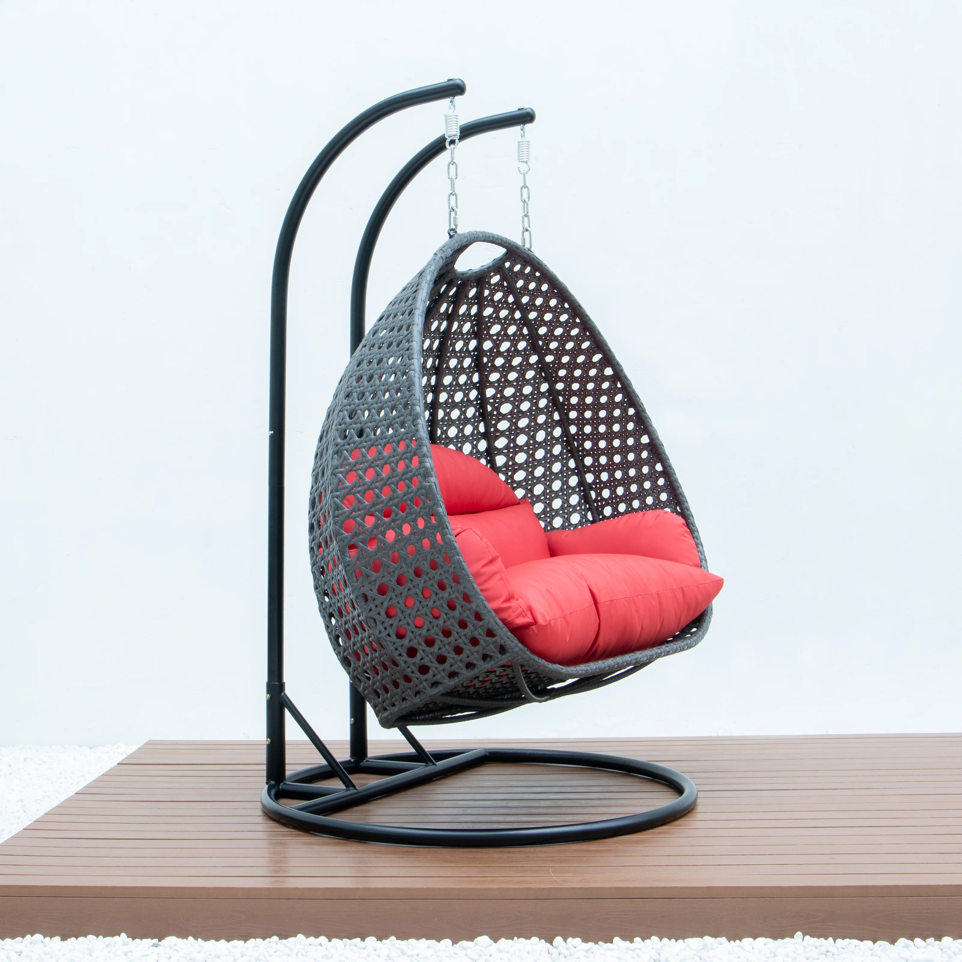 Charcoal Wicker Hanging 2 person Egg Swing Chair