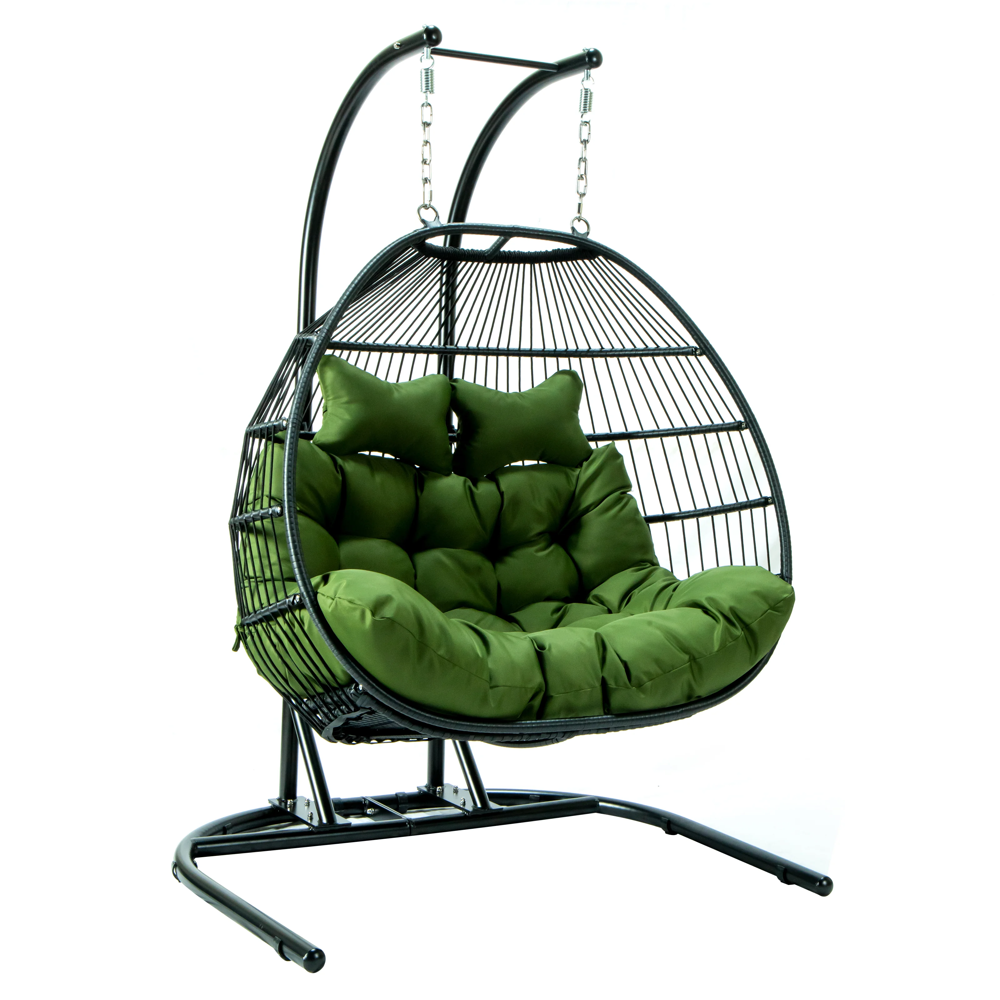 Wicker 2 Person Double Folding Hanging Egg Swing Chair