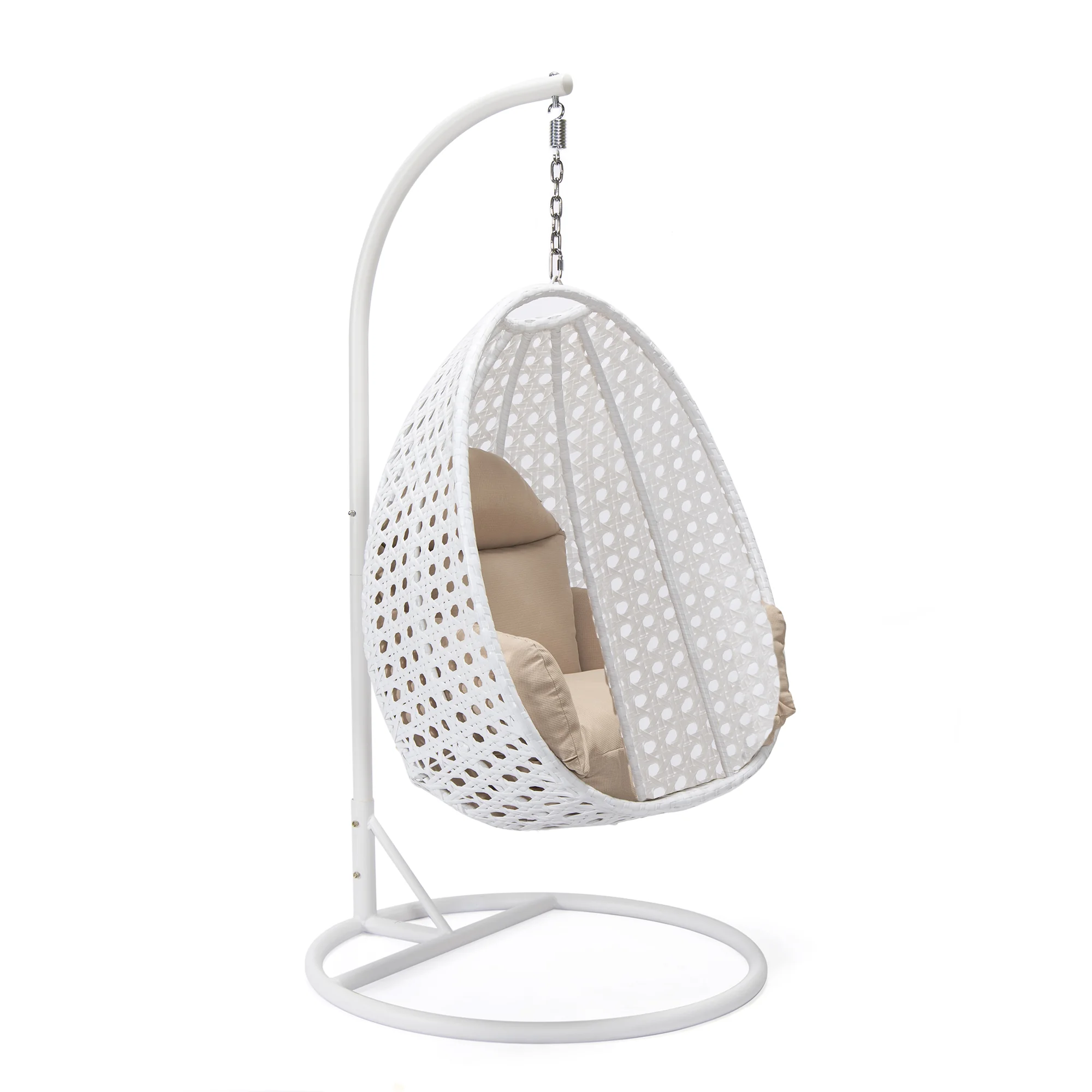 White Wicker Hanging Egg Swing Chair