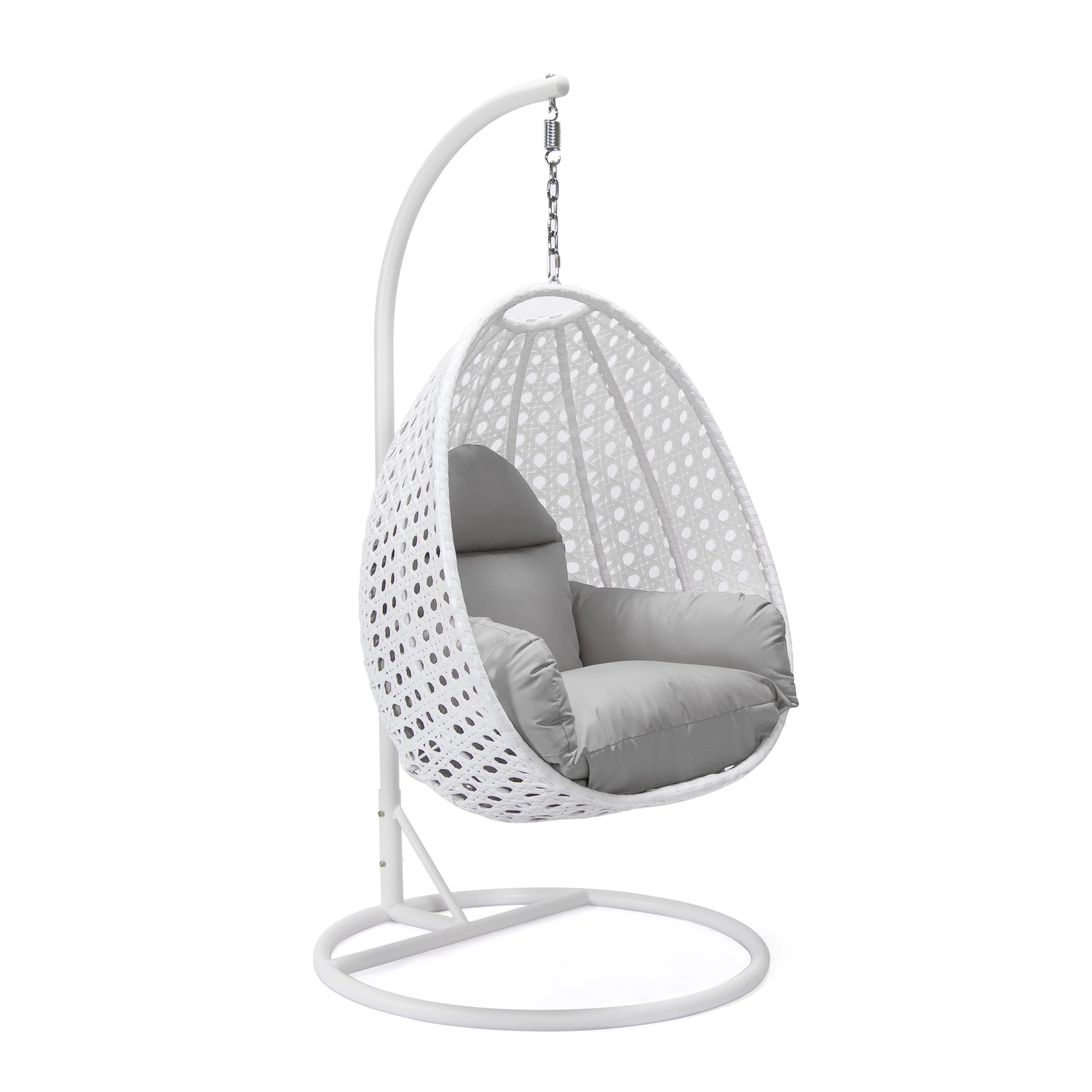 White Wicker Hanging Egg Swing Chair