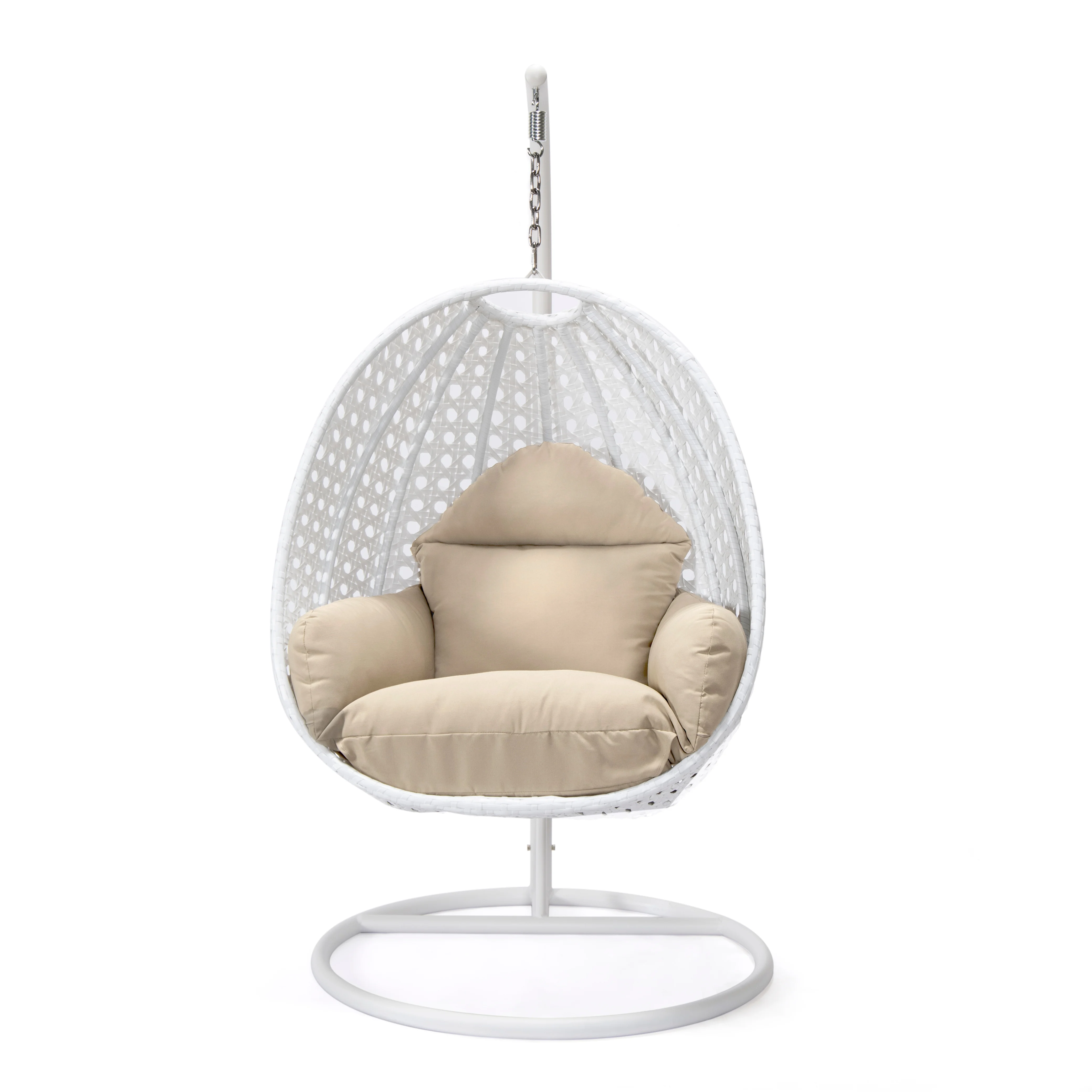 White Wicker Hanging Egg Swing Chair
