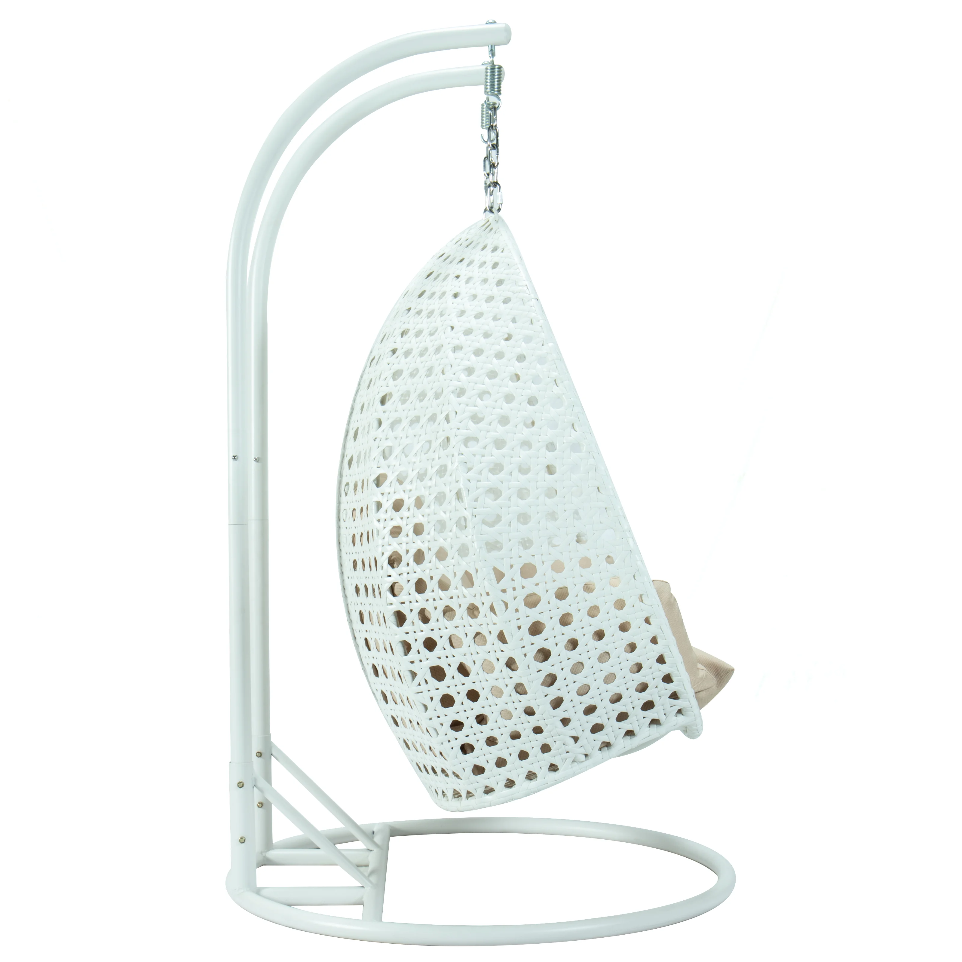 White Wicker Hanging 2 person Egg Swing Chair