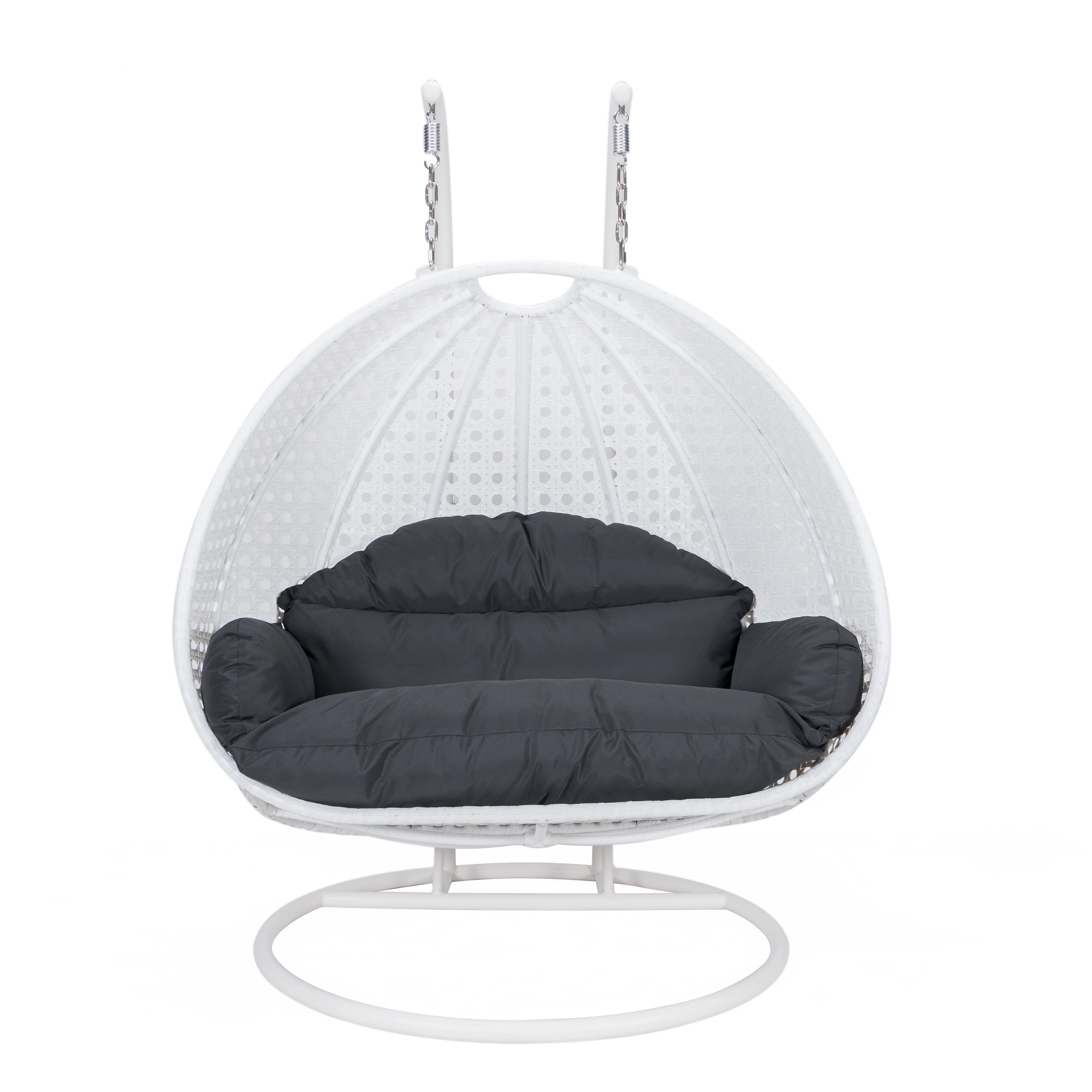 White Wicker Hanging 2 person Egg Swing Chair