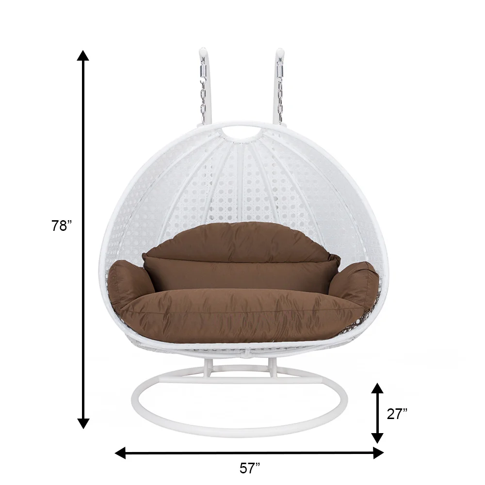 White Wicker Hanging 2 person Egg Swing Chair