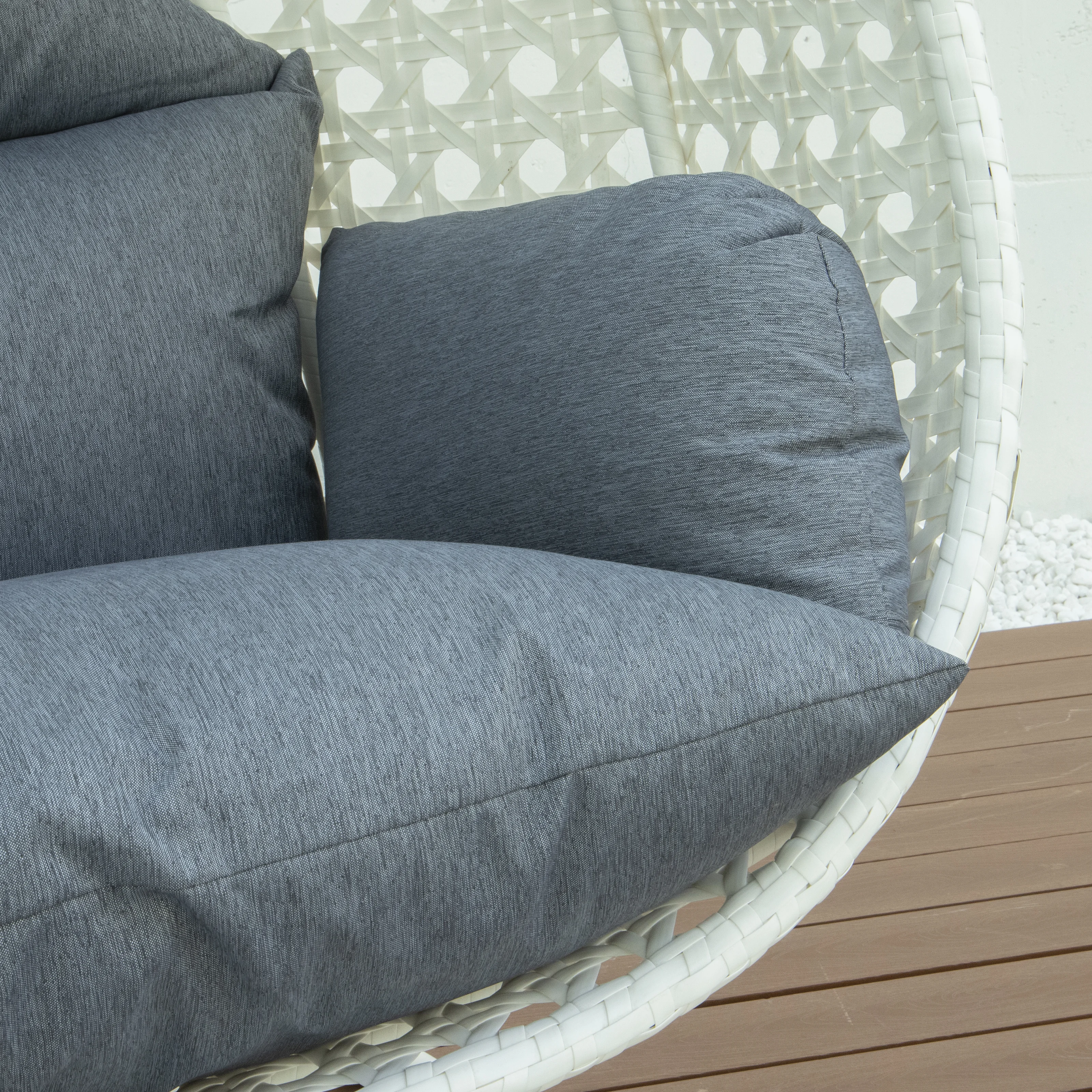 White Wicker Hanging 2 person Egg Swing Chair