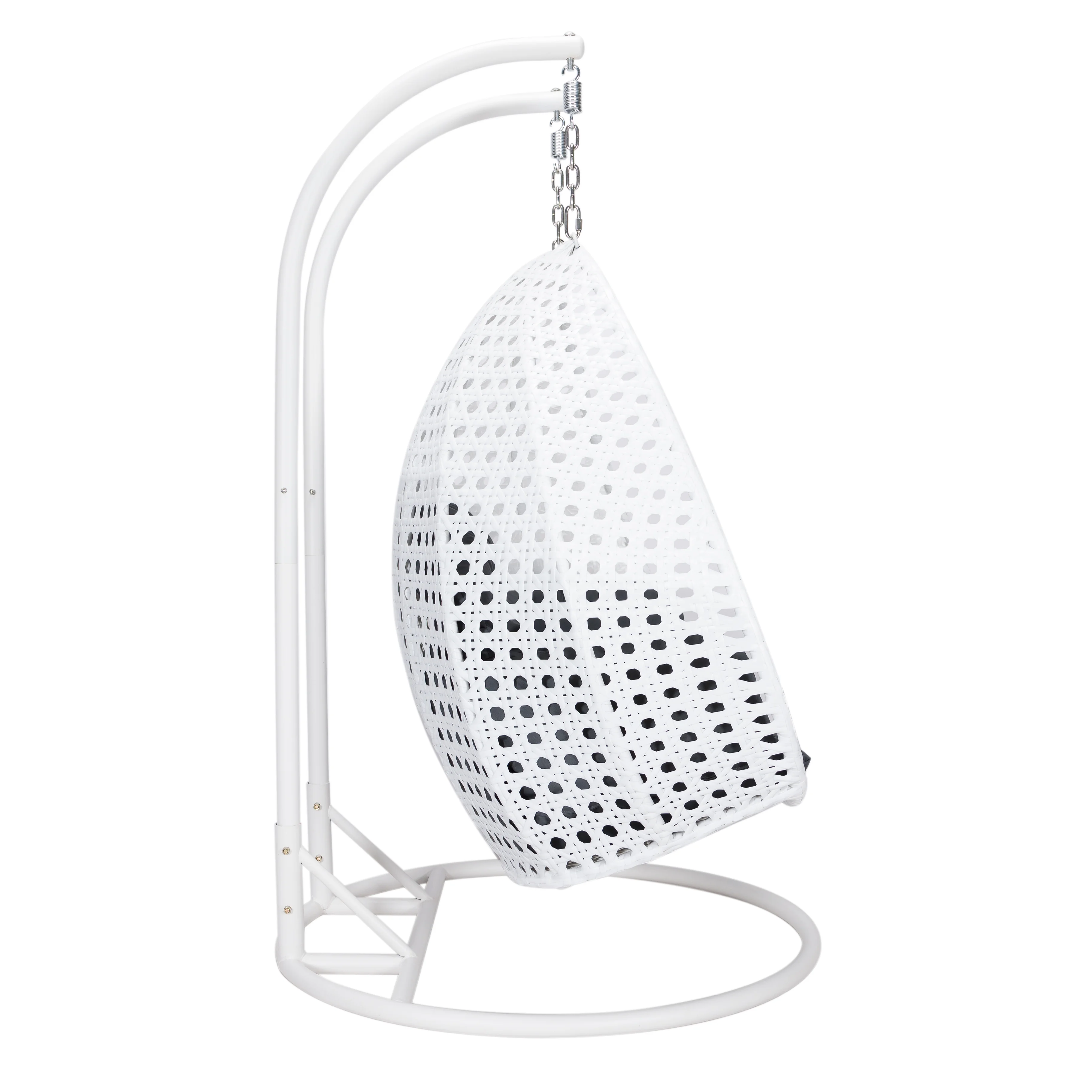 White Wicker Hanging 2 person Egg Swing Chair