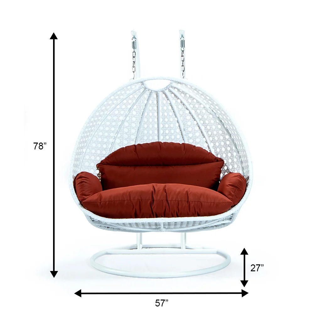 White Wicker Hanging 2 person Egg Swing Chair