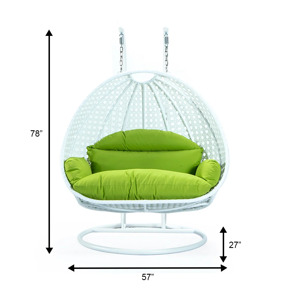 White Wicker Hanging 2 person Egg Swing Chair
