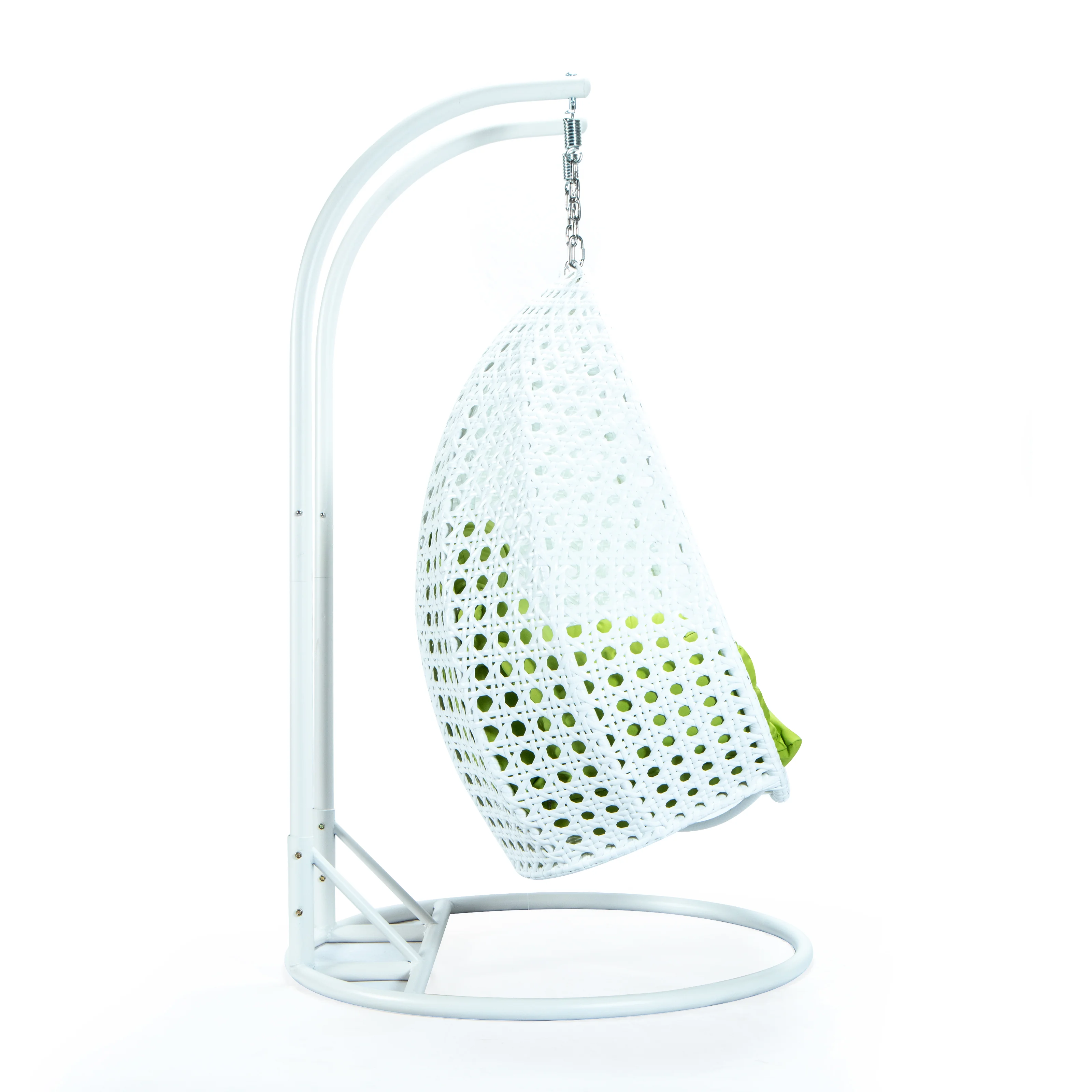 White Wicker Hanging 2 person Egg Swing Chair