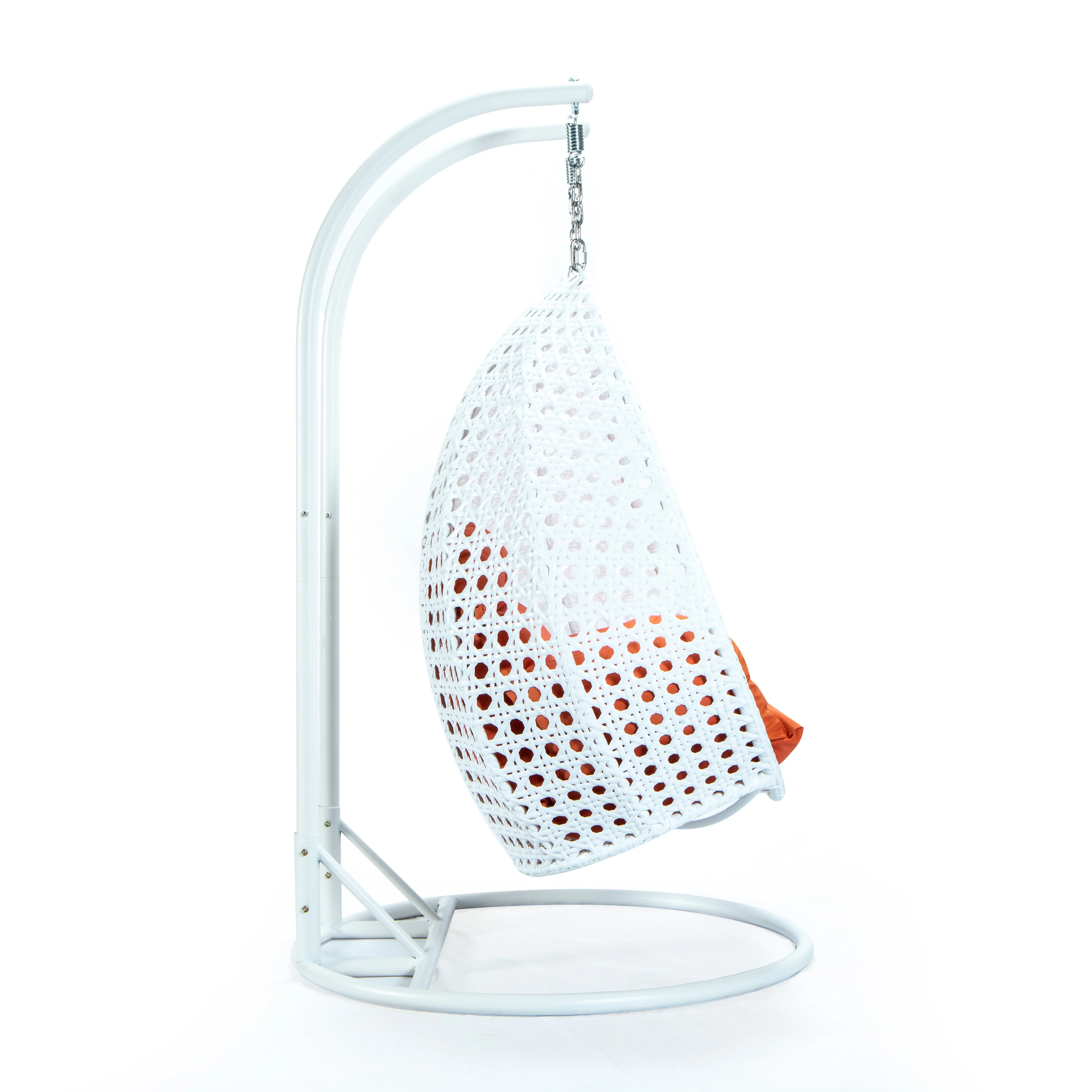 White Wicker Hanging 2 person Egg Swing Chair