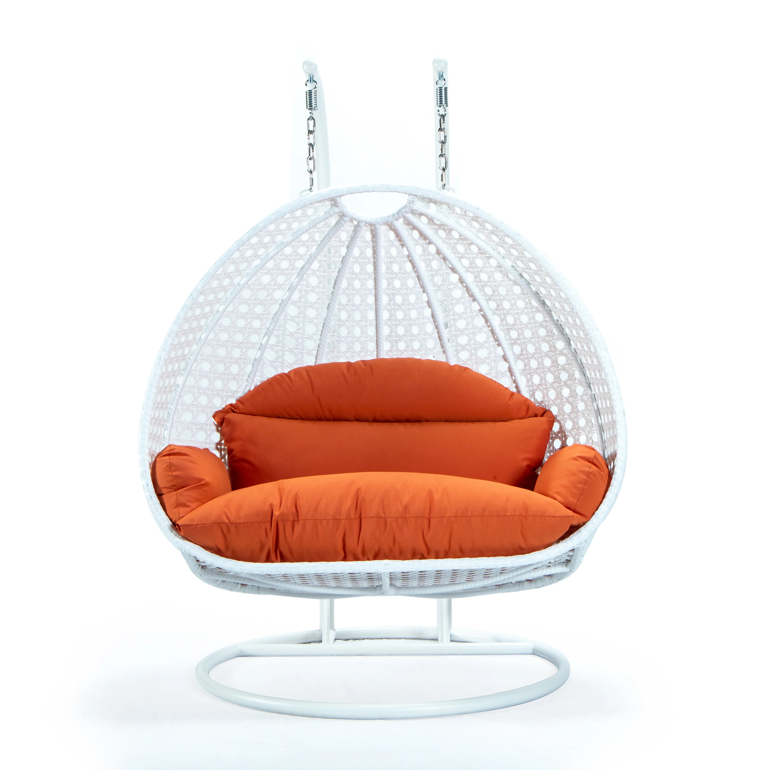 White Wicker Hanging 2 person Egg Swing Chair