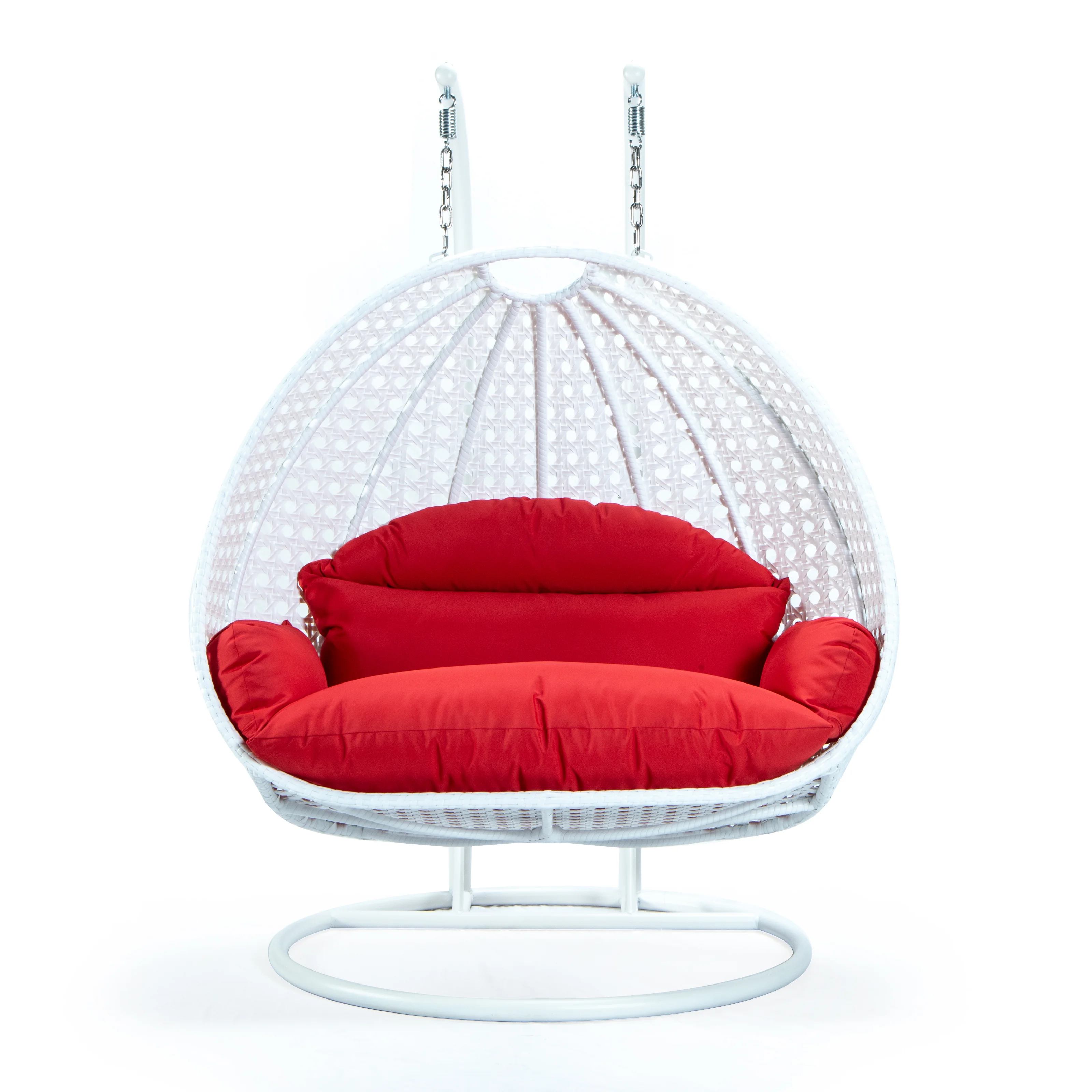 White Wicker Hanging 2 person Egg Swing Chair