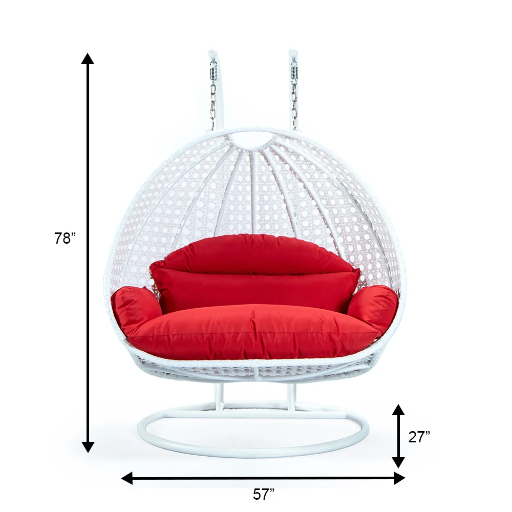 White Wicker Hanging 2 person Egg Swing Chair