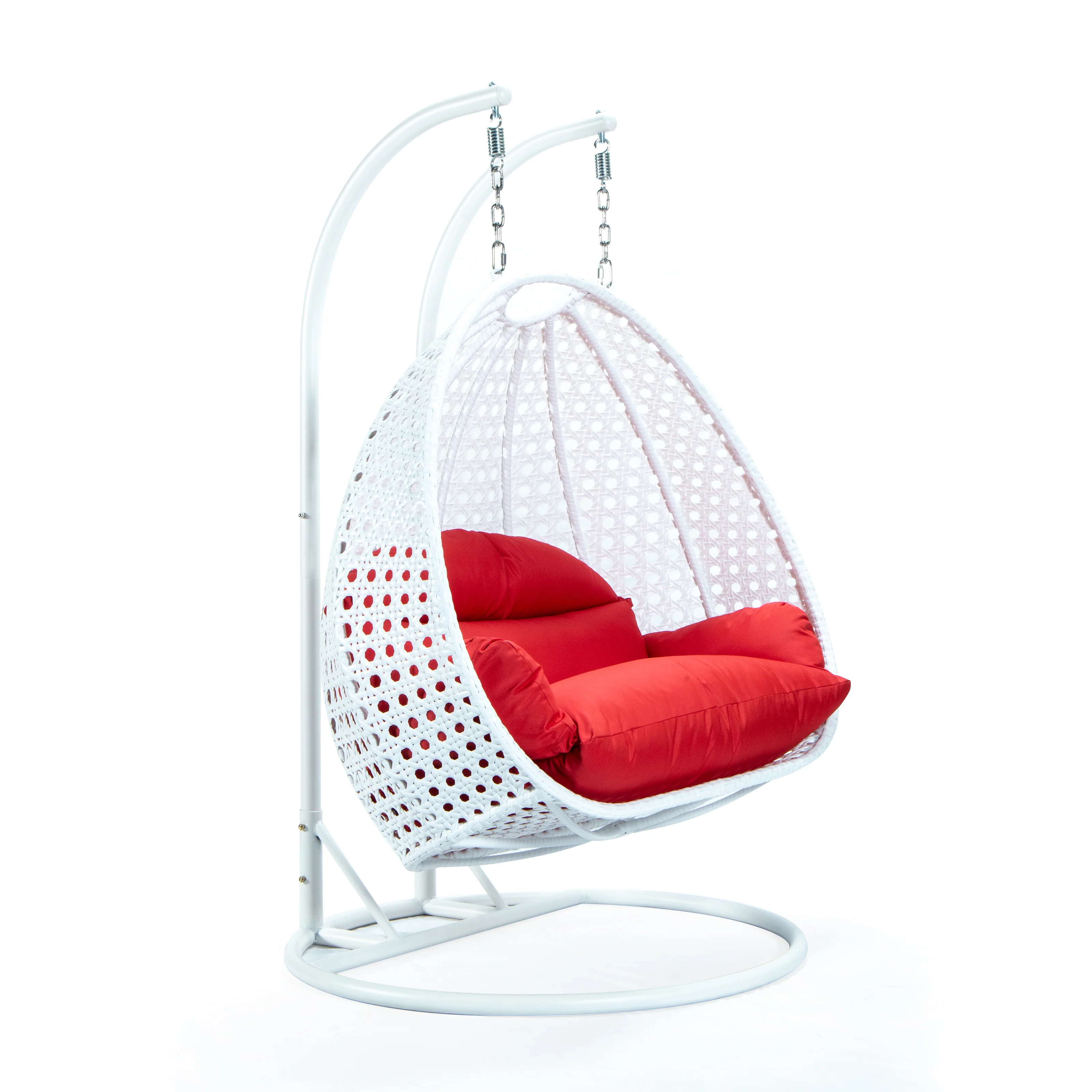 White Wicker Hanging 2 person Egg Swing Chair