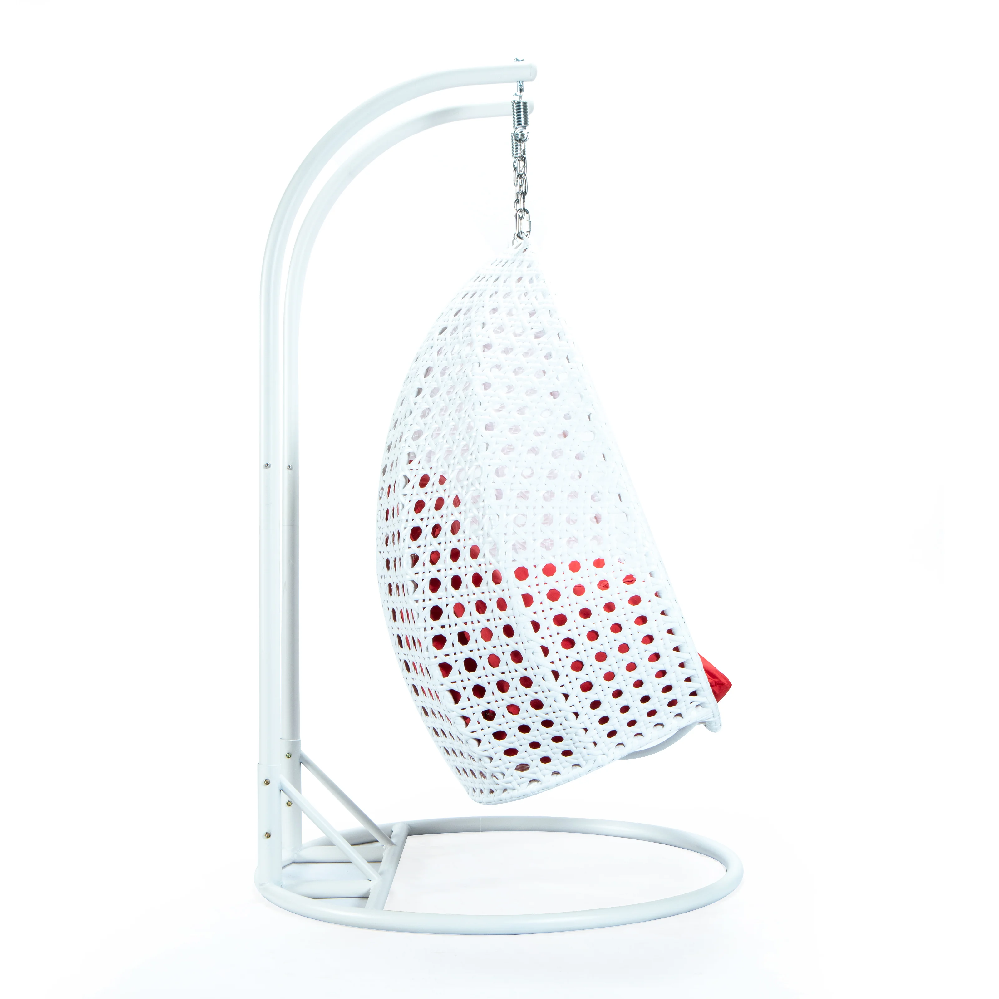 White Wicker Hanging 2 person Egg Swing Chair