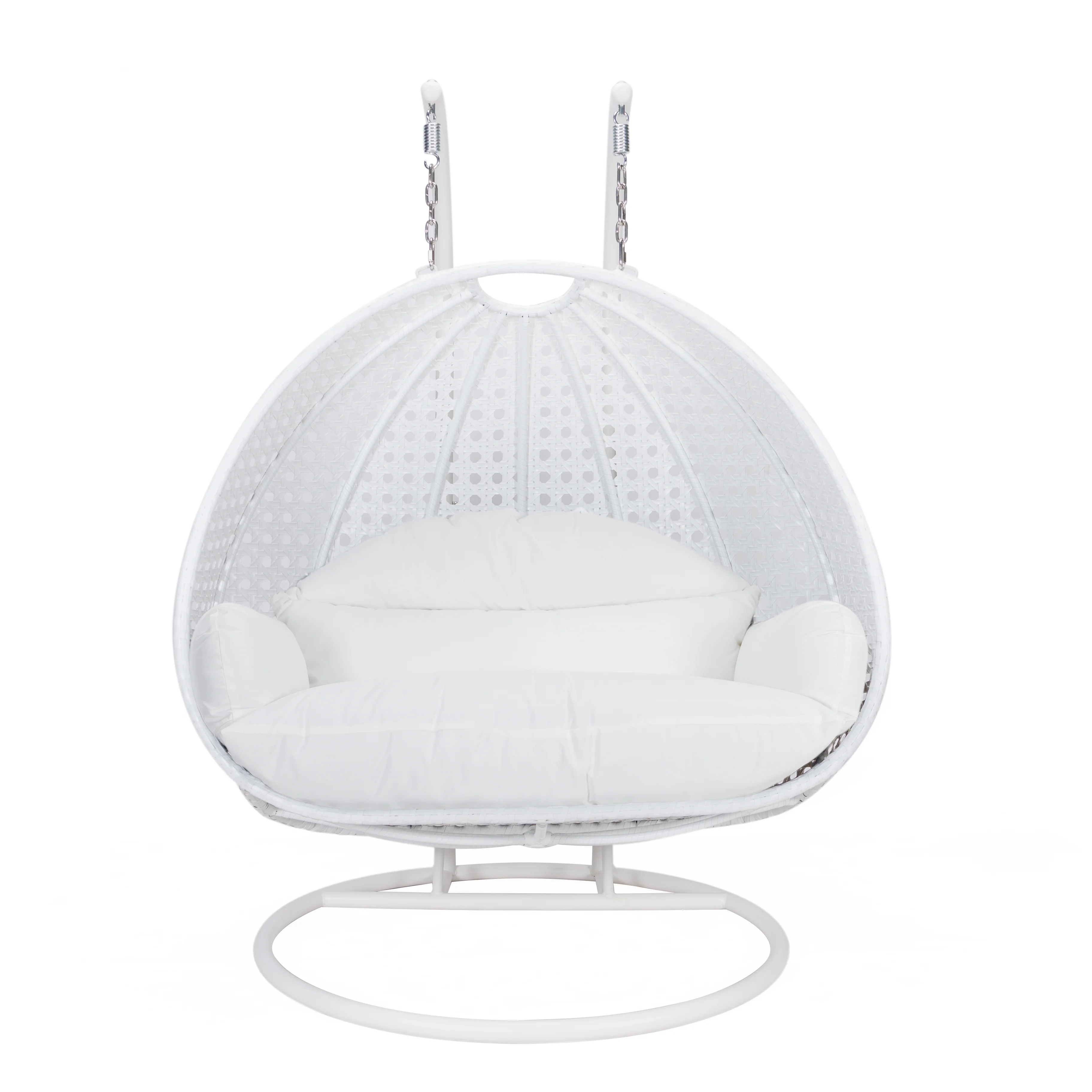 White Wicker Hanging 2 person Egg Swing Chair
