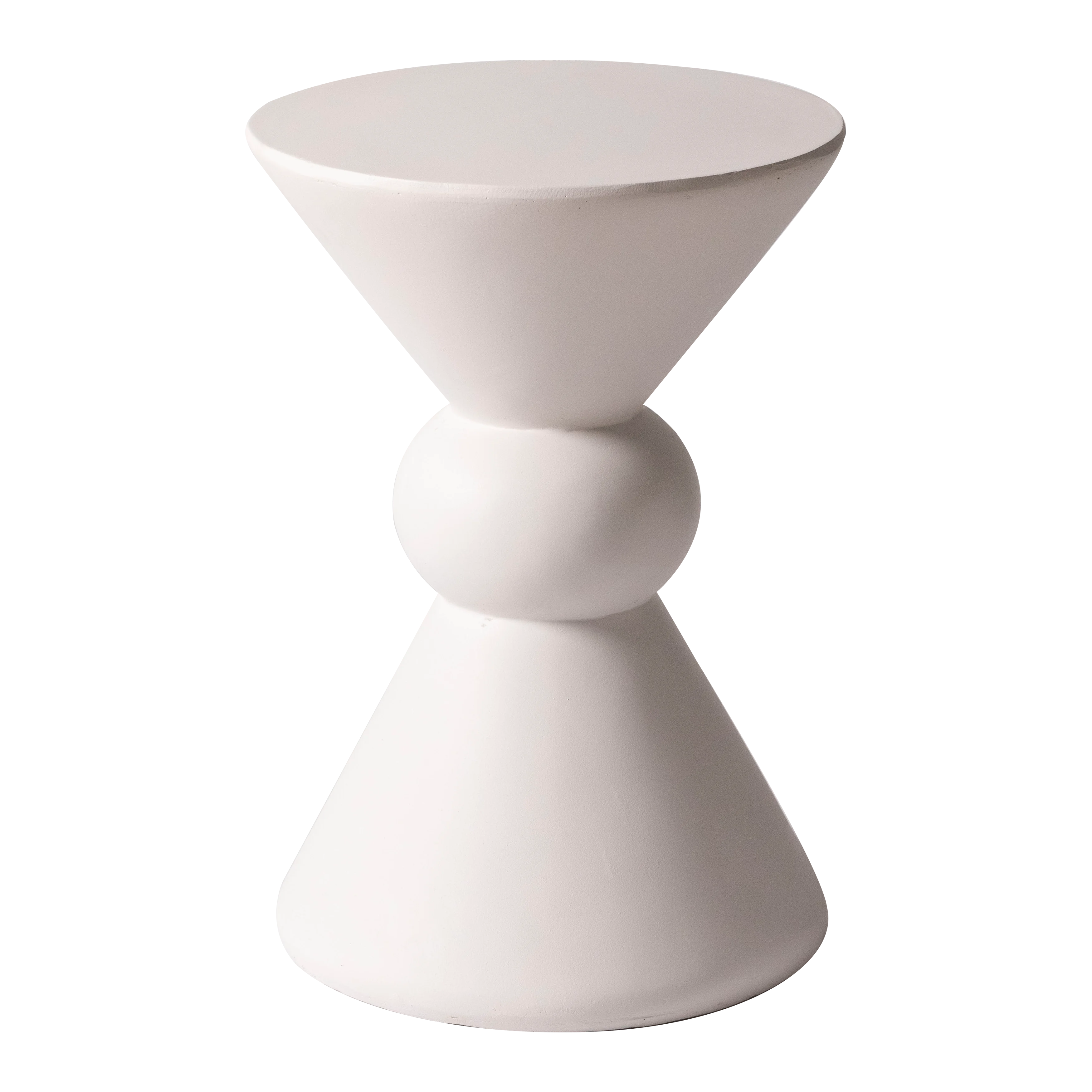 Echo Collection Fiberglass Outdoor Side Table in Cream