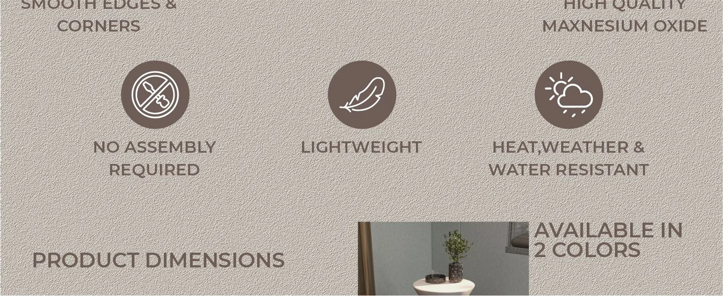 Echo Collection Fiberglass Outdoor Side Table in Dark Grey