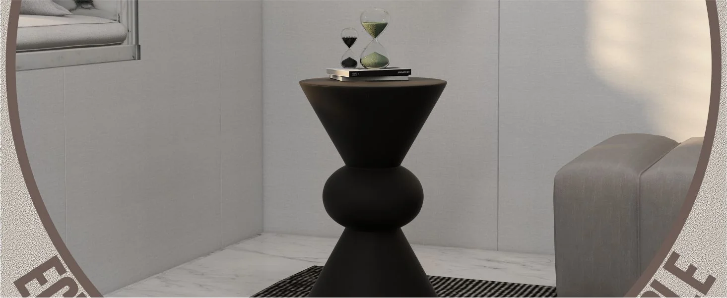 Echo Collection Fiberglass Outdoor Side Table in Dark Grey