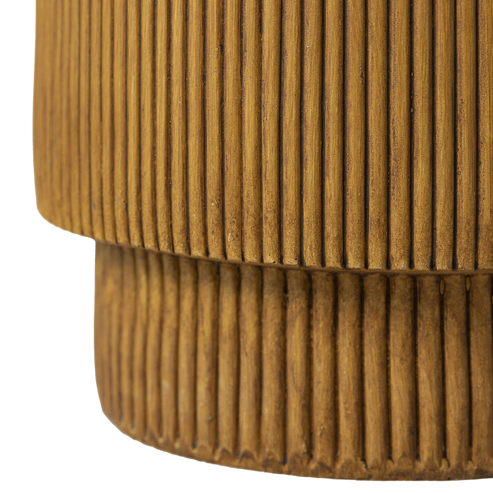 Eden Collection Fiberglass Outdoor Side Table in Wood Brown