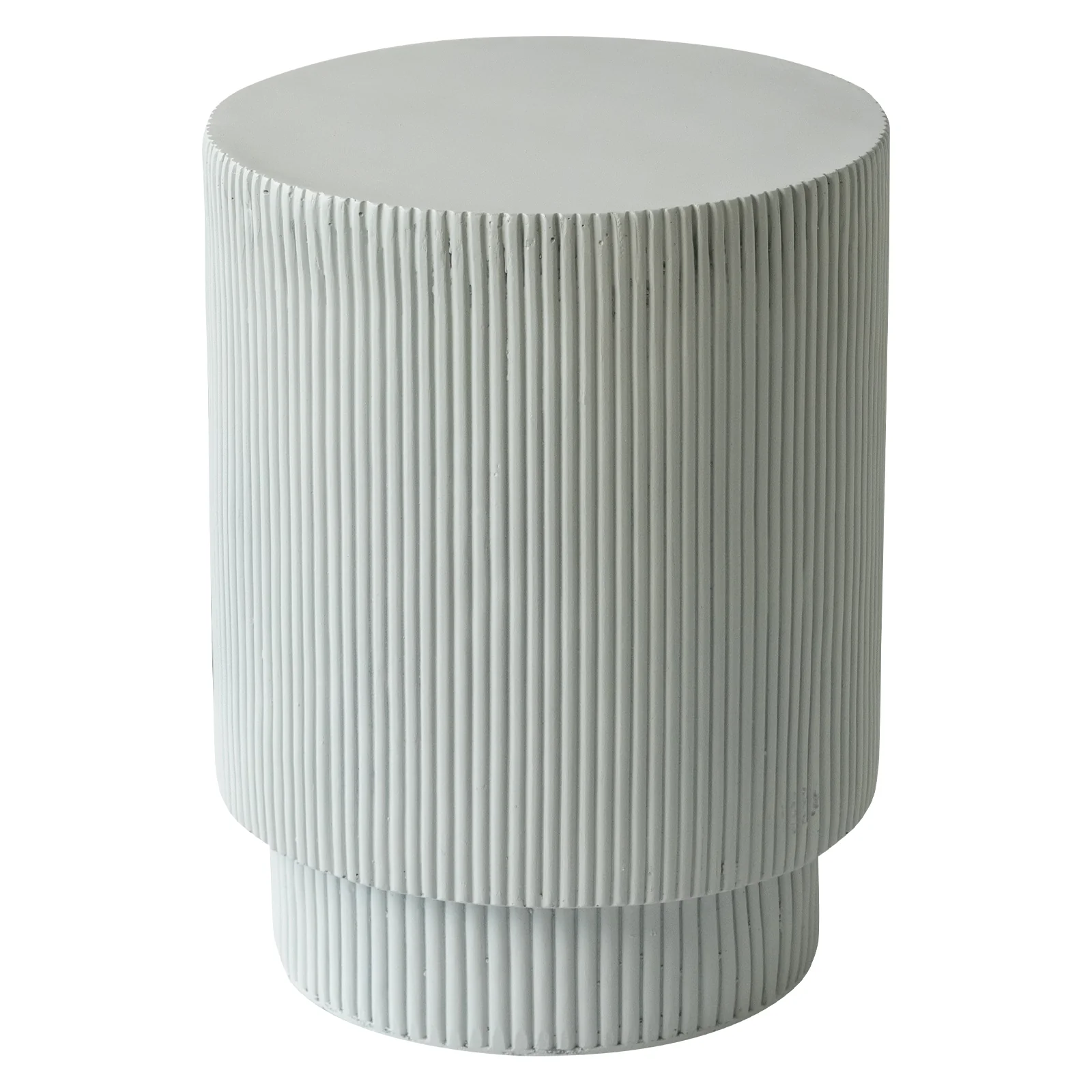Eden Collection Fiberglass Outdoor Side Table in Light Grey