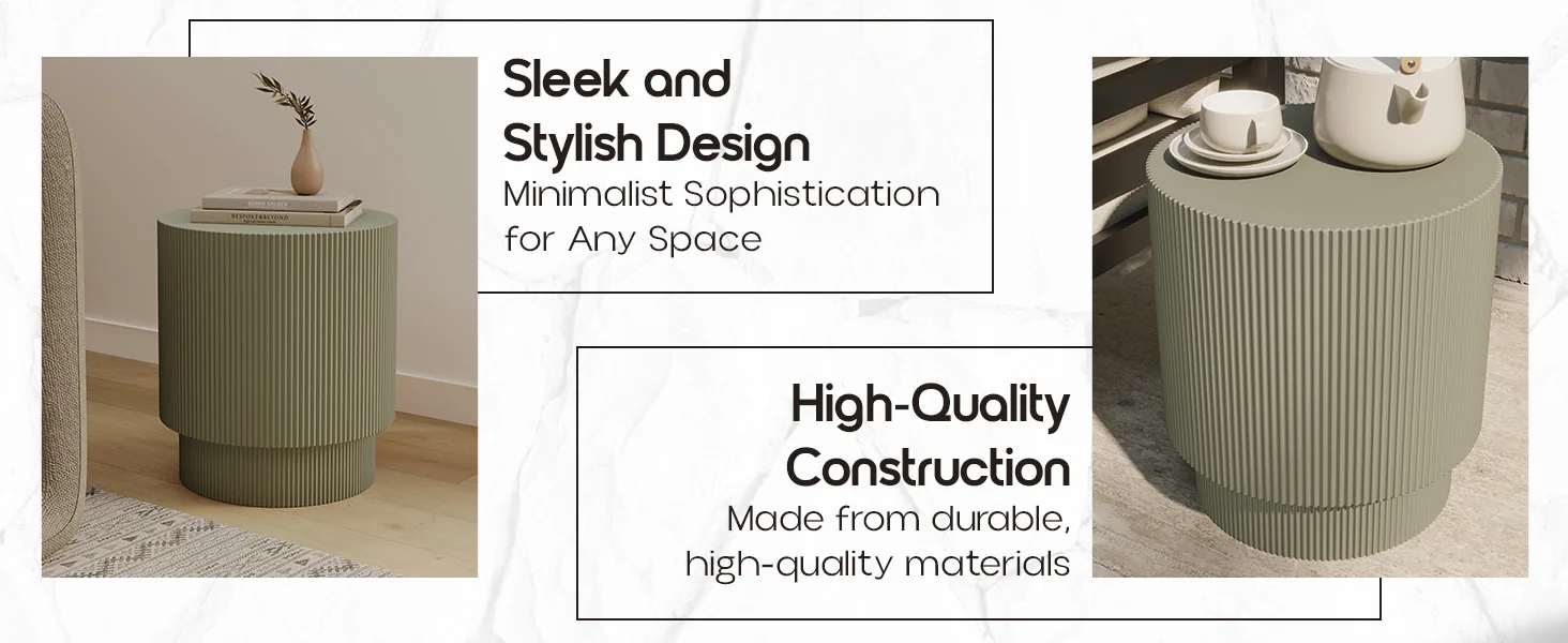 Eden Collection Fiberglass Outdoor Side Table in Olive Green